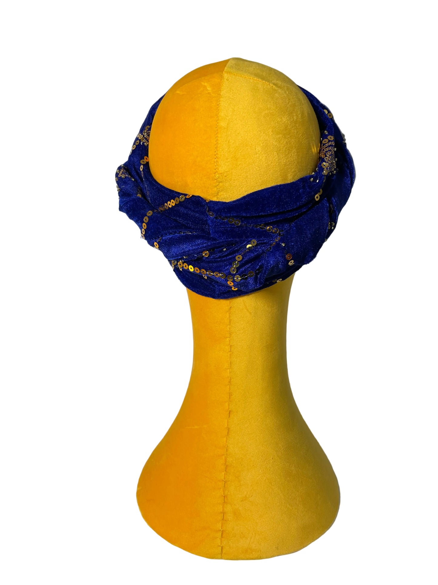 Royal Blue/Gold Sequin Head Wrap