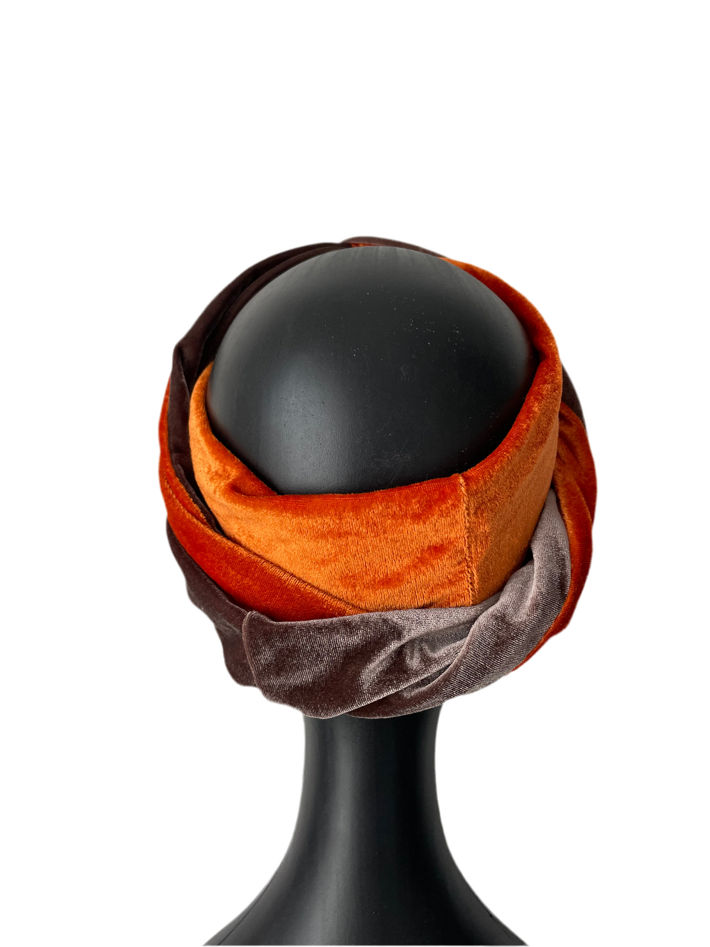 Orange and Taupe Velour Head Wrap
