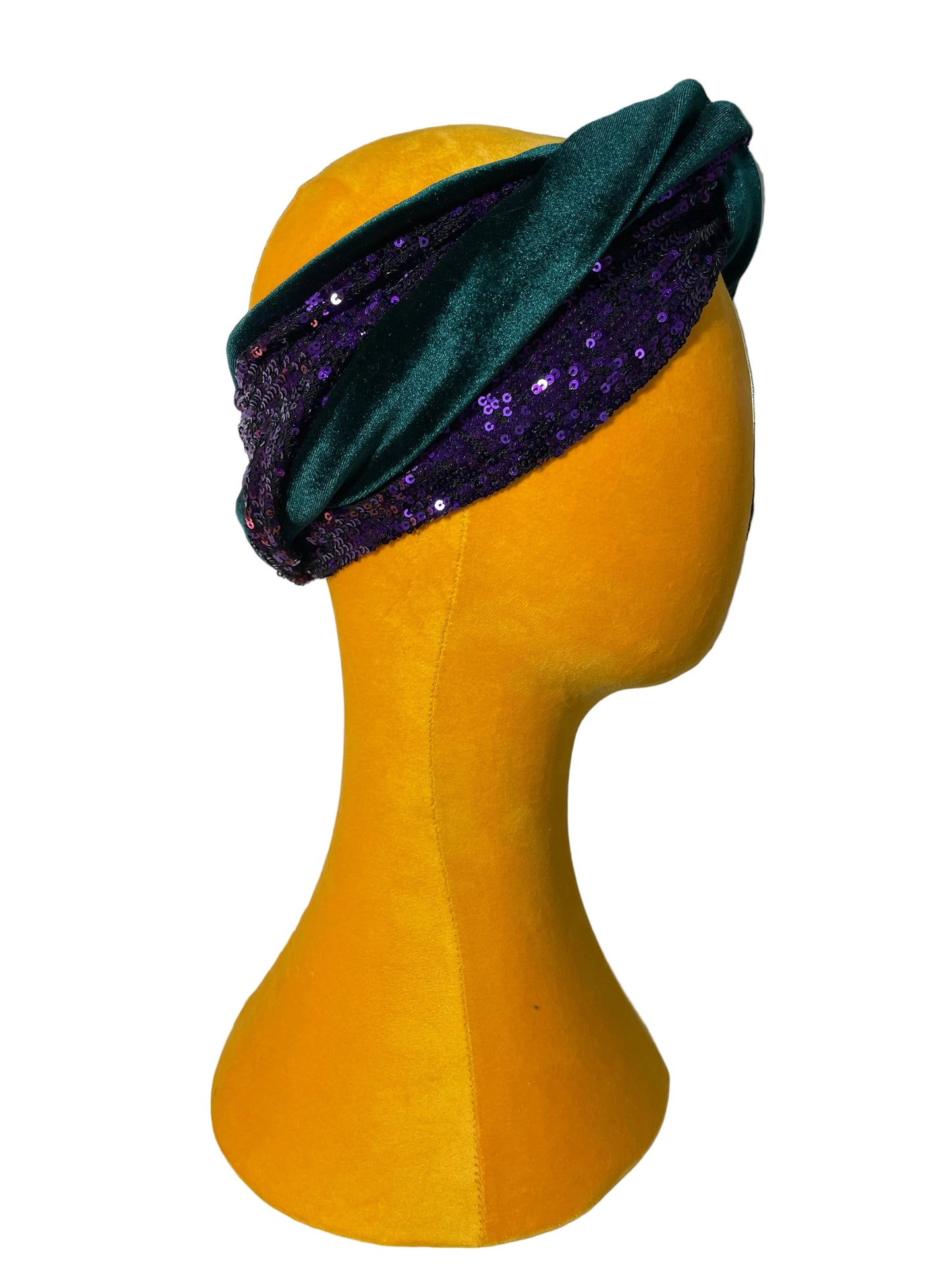 Emerald/Purple Sequin Head Wrap