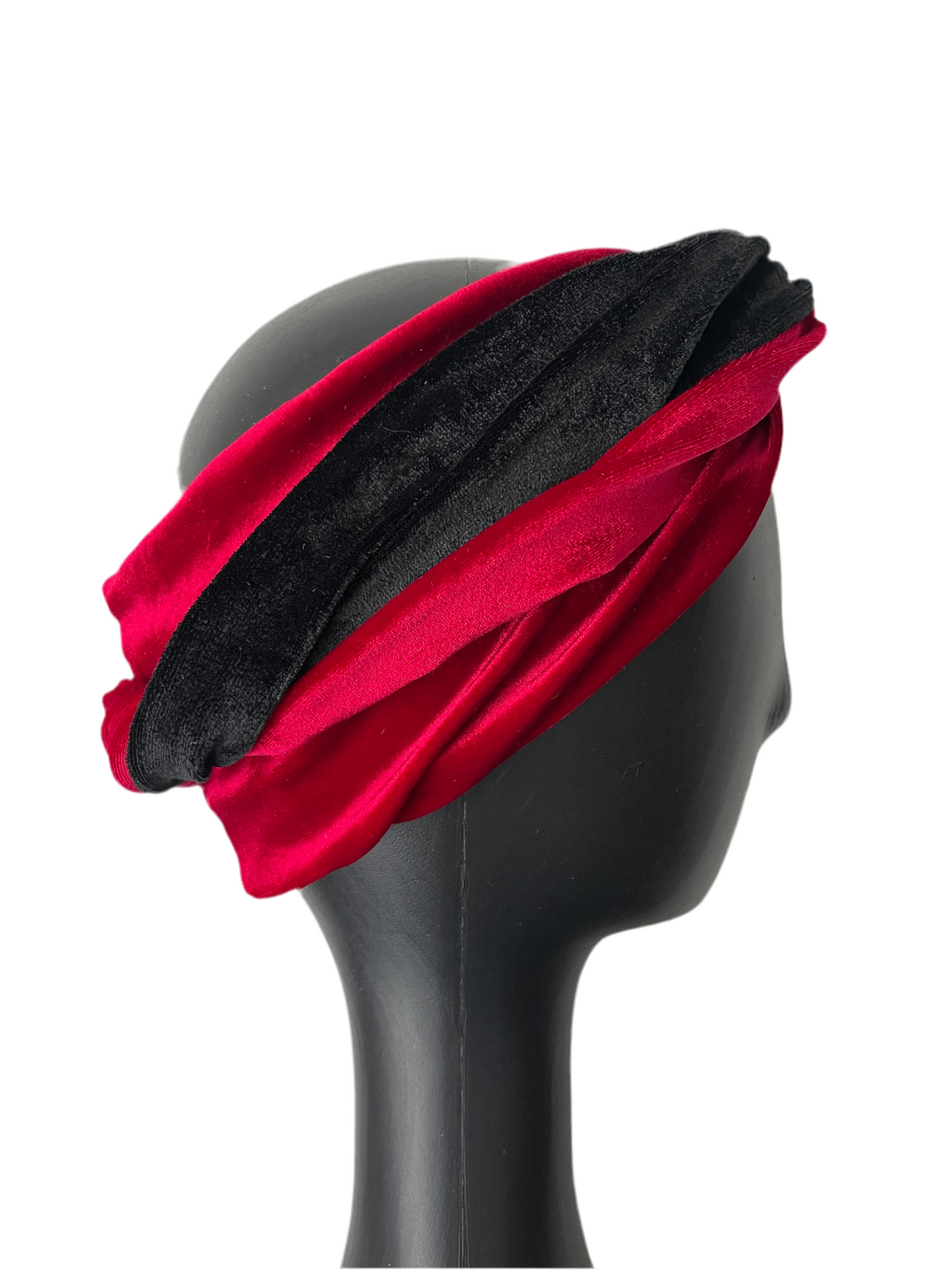 Red and Black Velour Head Wrap