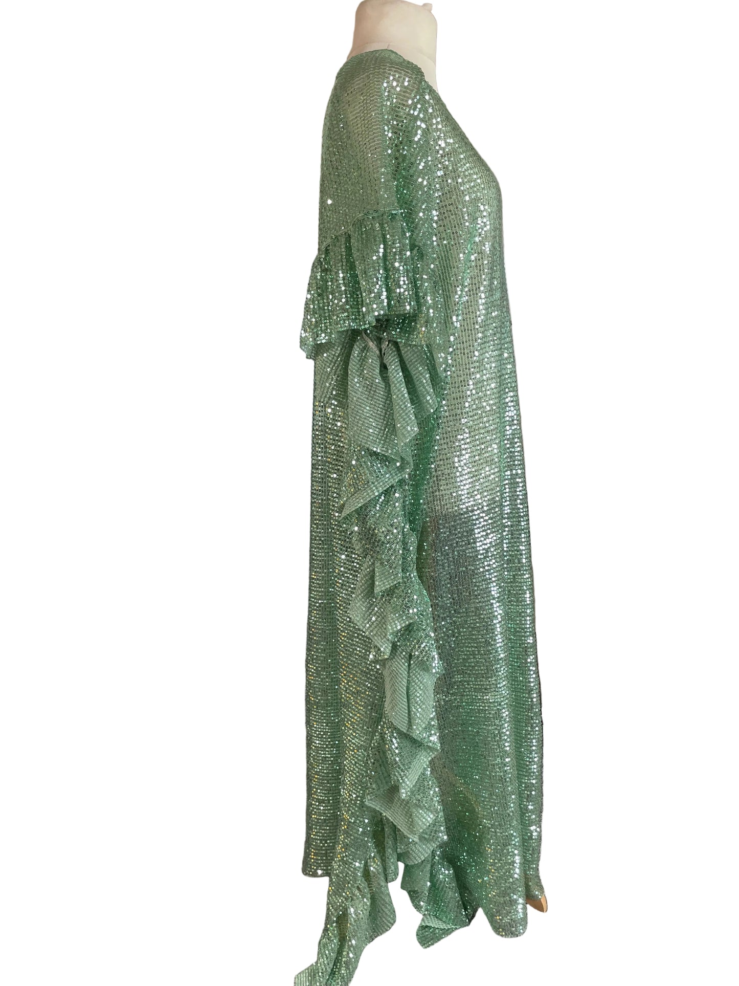 Pale Green Sequin ‘Estelle’ Kaftan