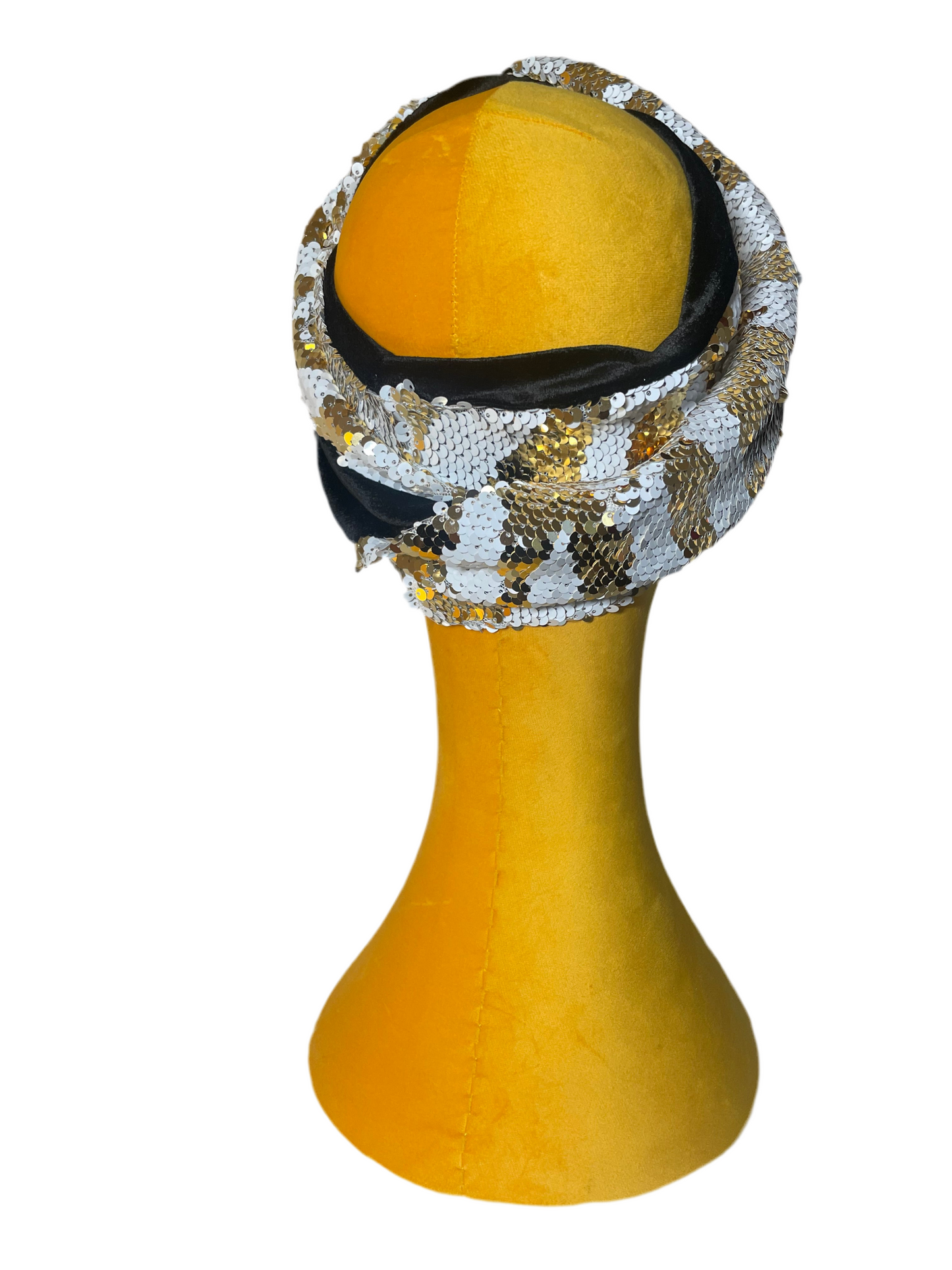 Black/White and Gold Sequin Head Wrap
