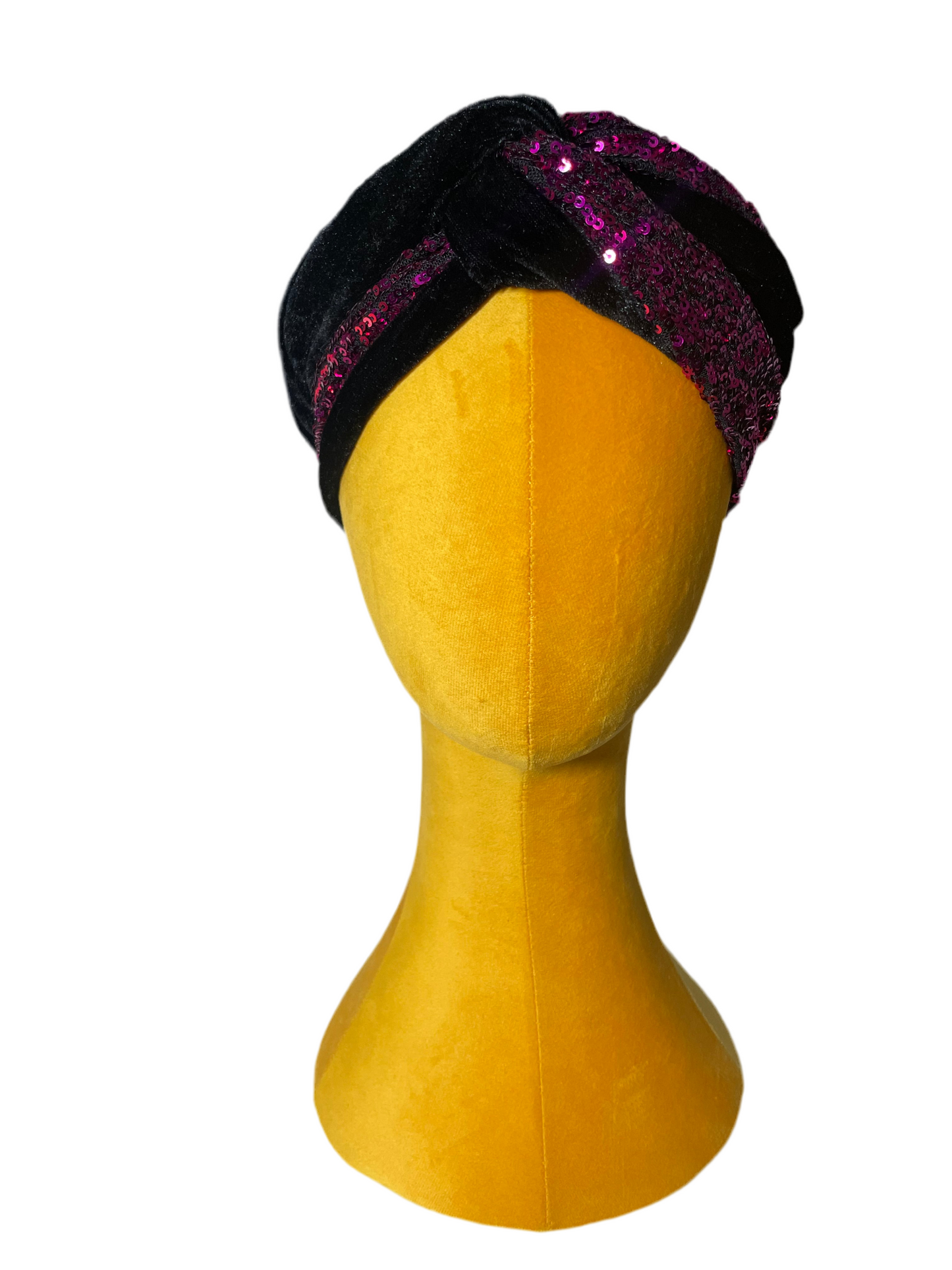 Black/Magenta Sequin Head wrap