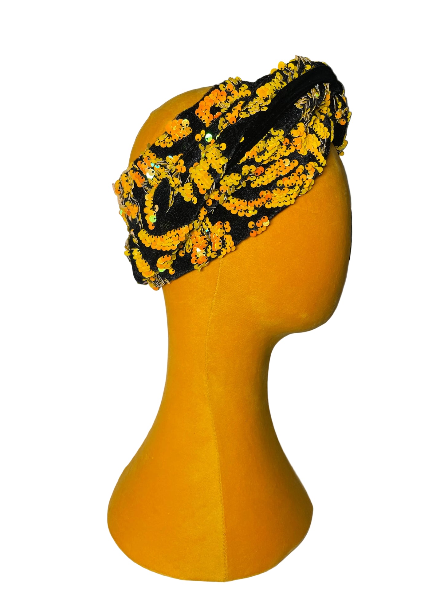 Black/Yellow Sequin Head Wrap
