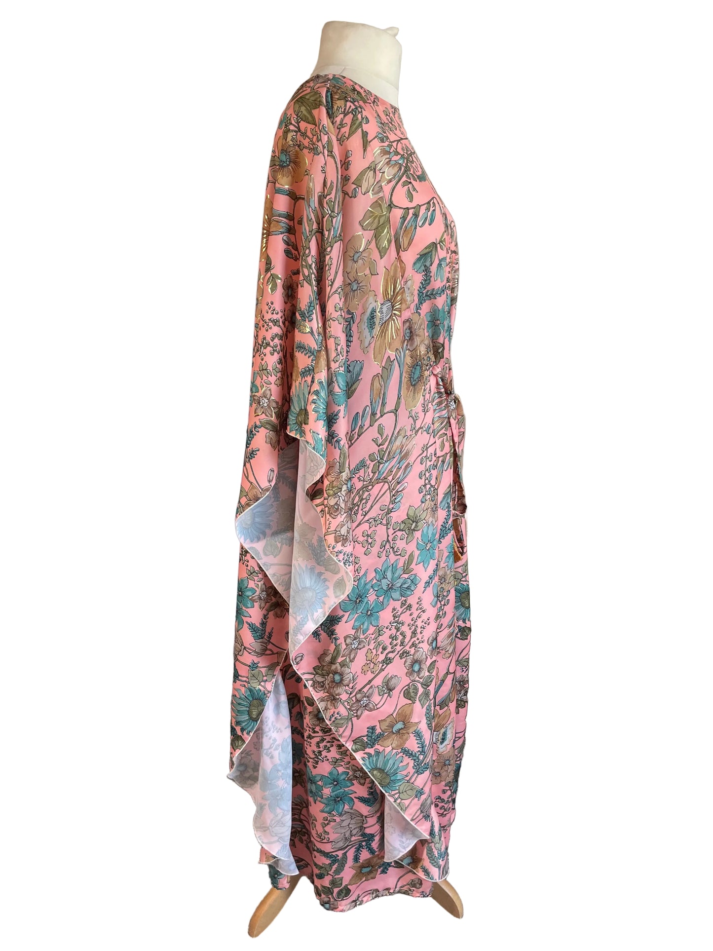 Peach Floral Silk ‘Gypsy’ Kaftan