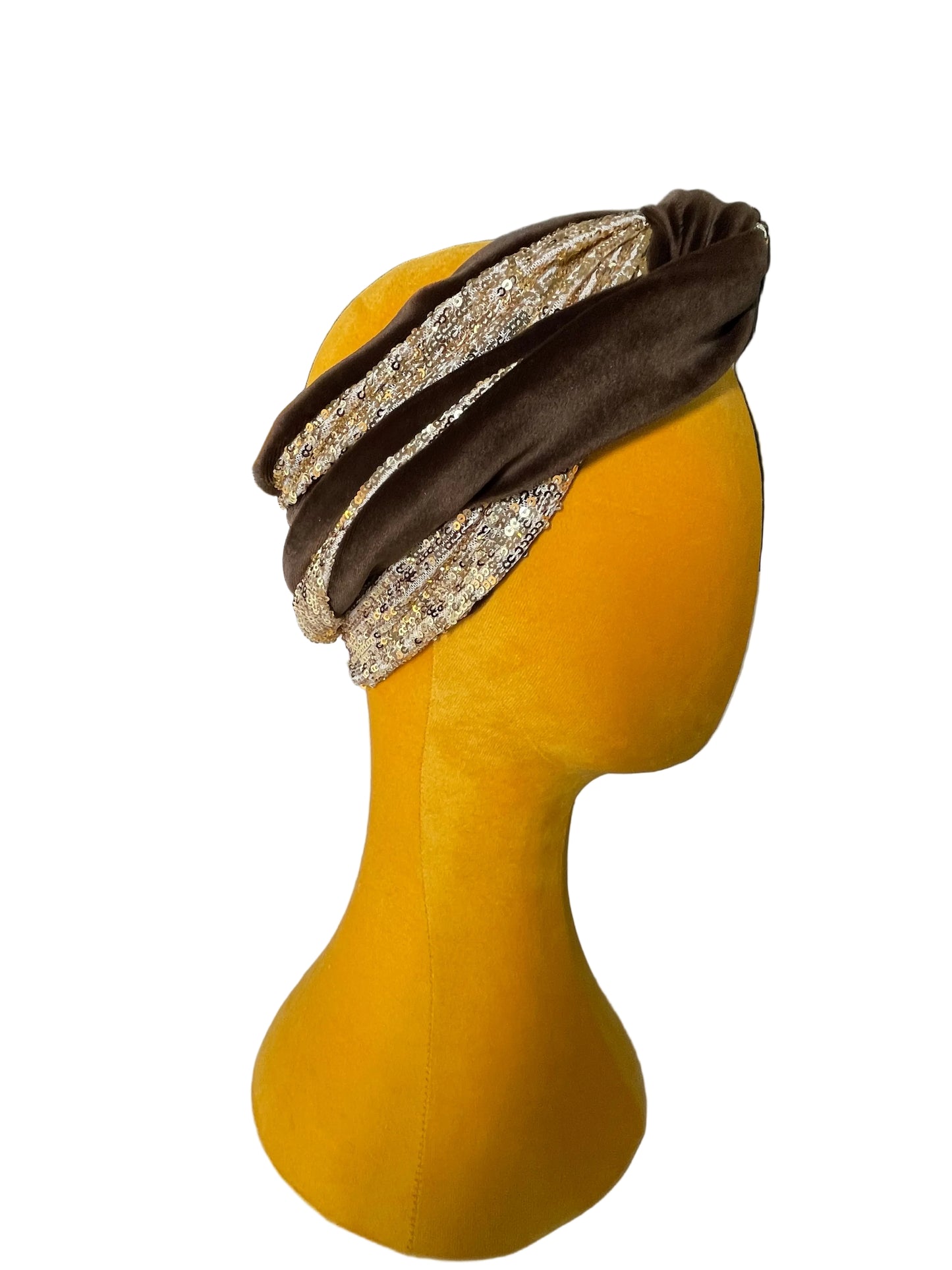 Brown/Gold Sequin Head Wrap