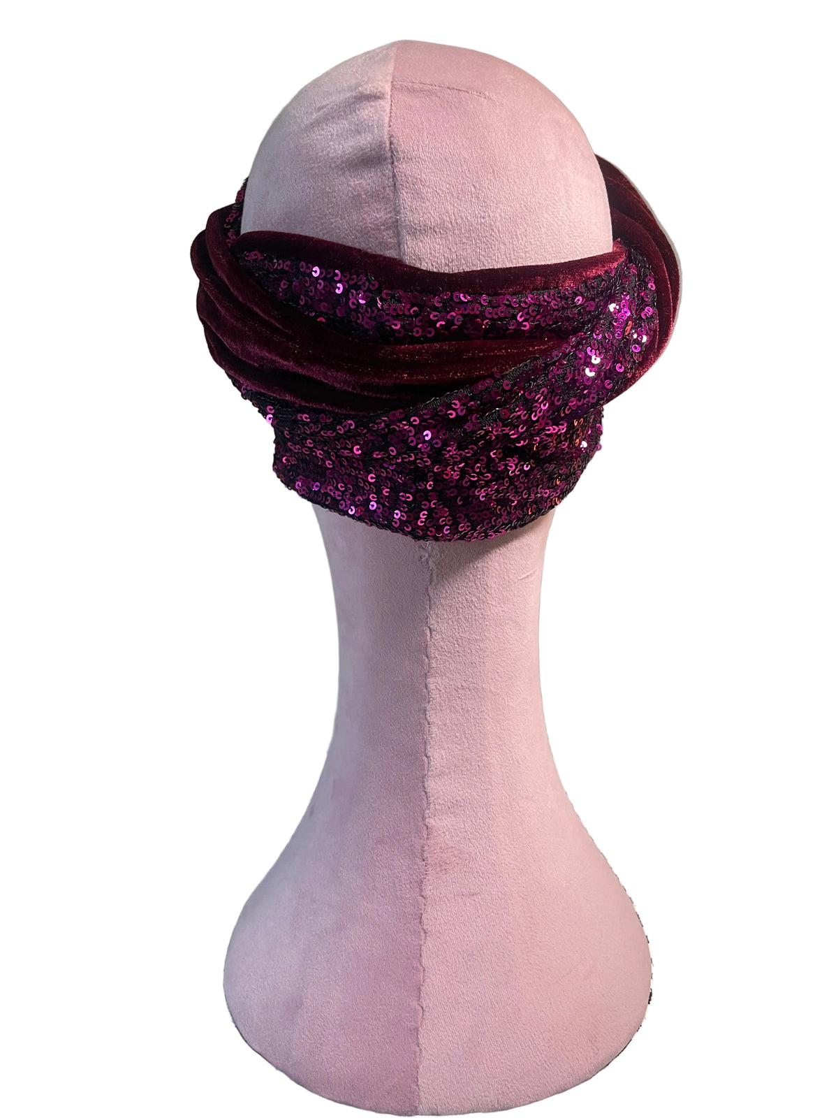 Pink and Burgundy Sequin Head Wrap