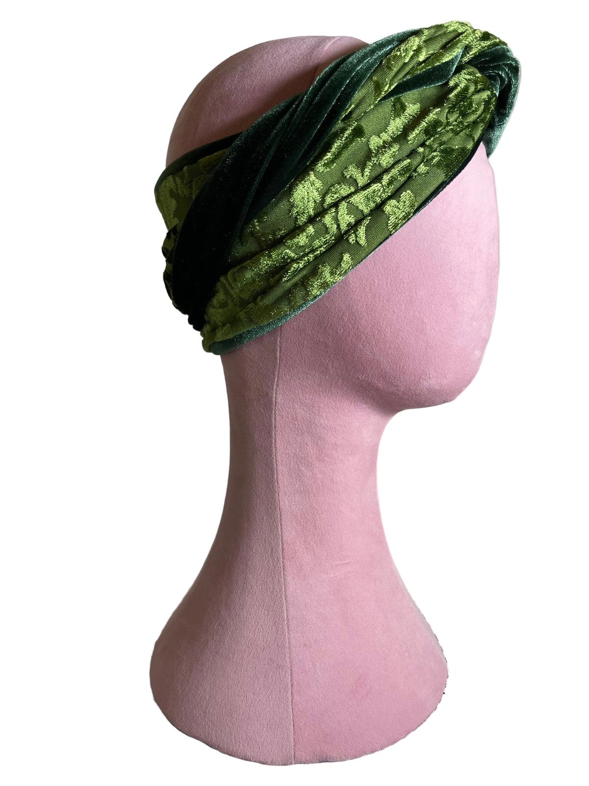 Green on Green Velvet Head Wrap