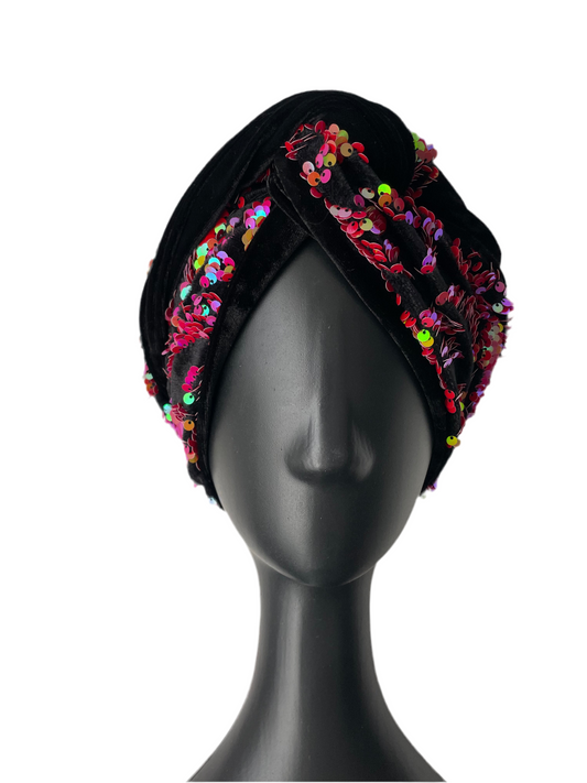 Pink and Orange Sequin Head Wraps