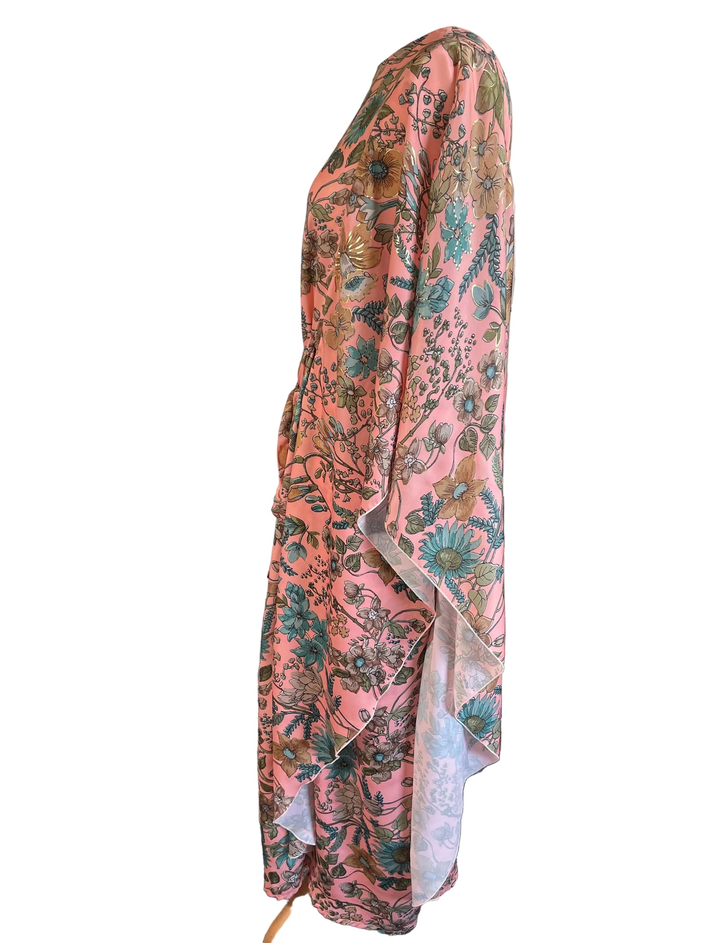 Peach Floral Silk ‘Gypsy’ Kaftan