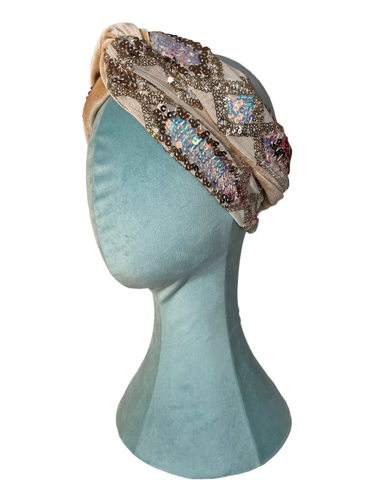 Nude Sequin Head Wrap