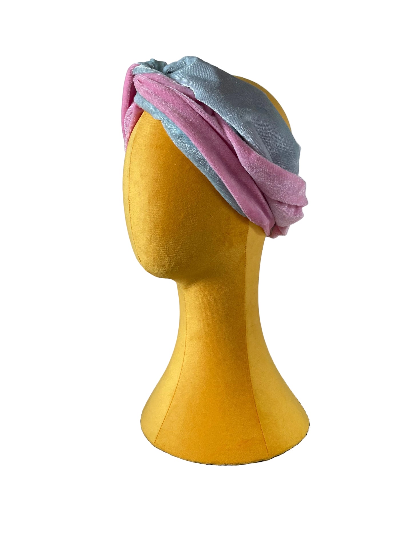 Pink/Blue Velvet Head Wrap