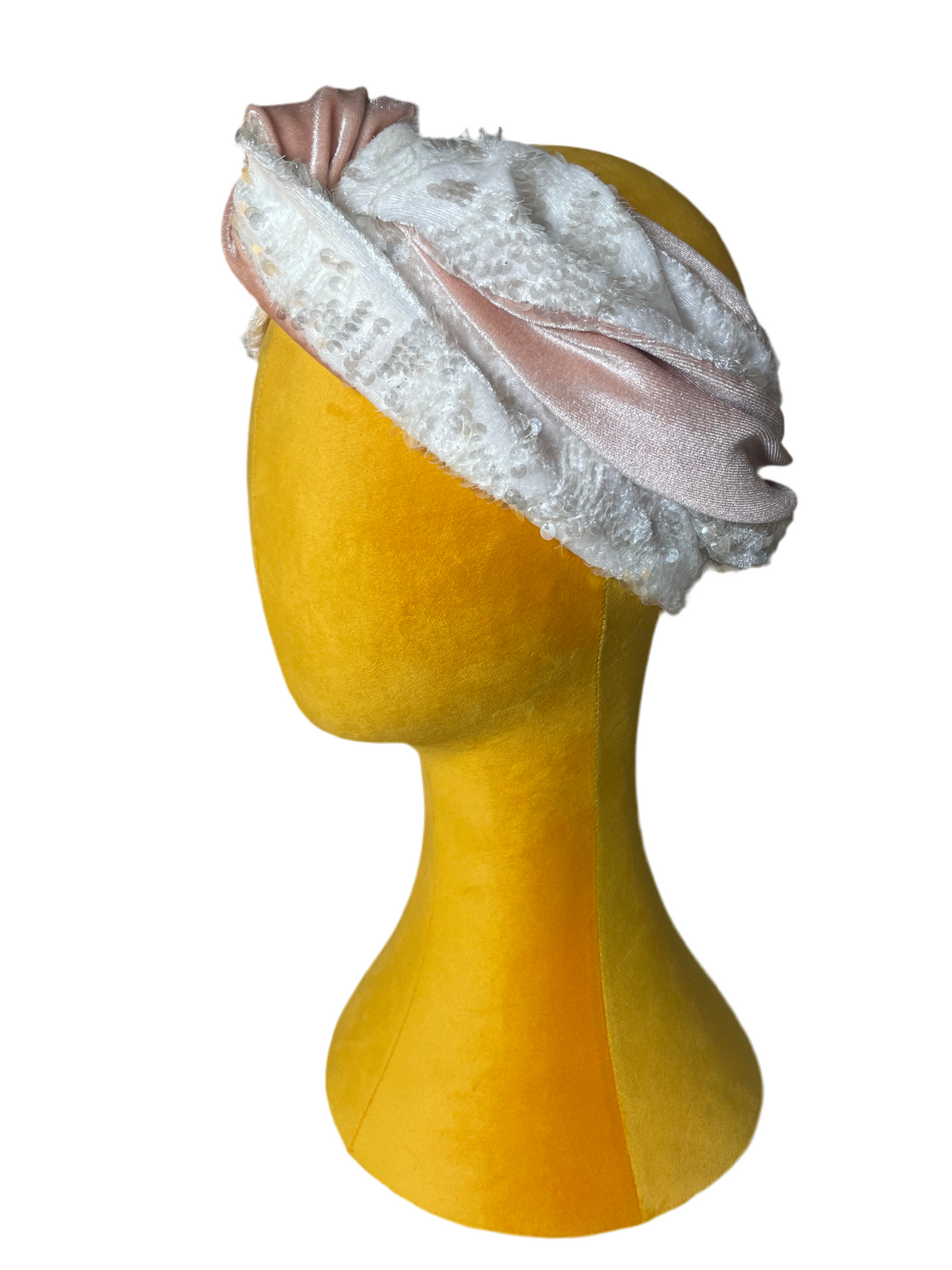 White/Nude Sequin Head Wrap