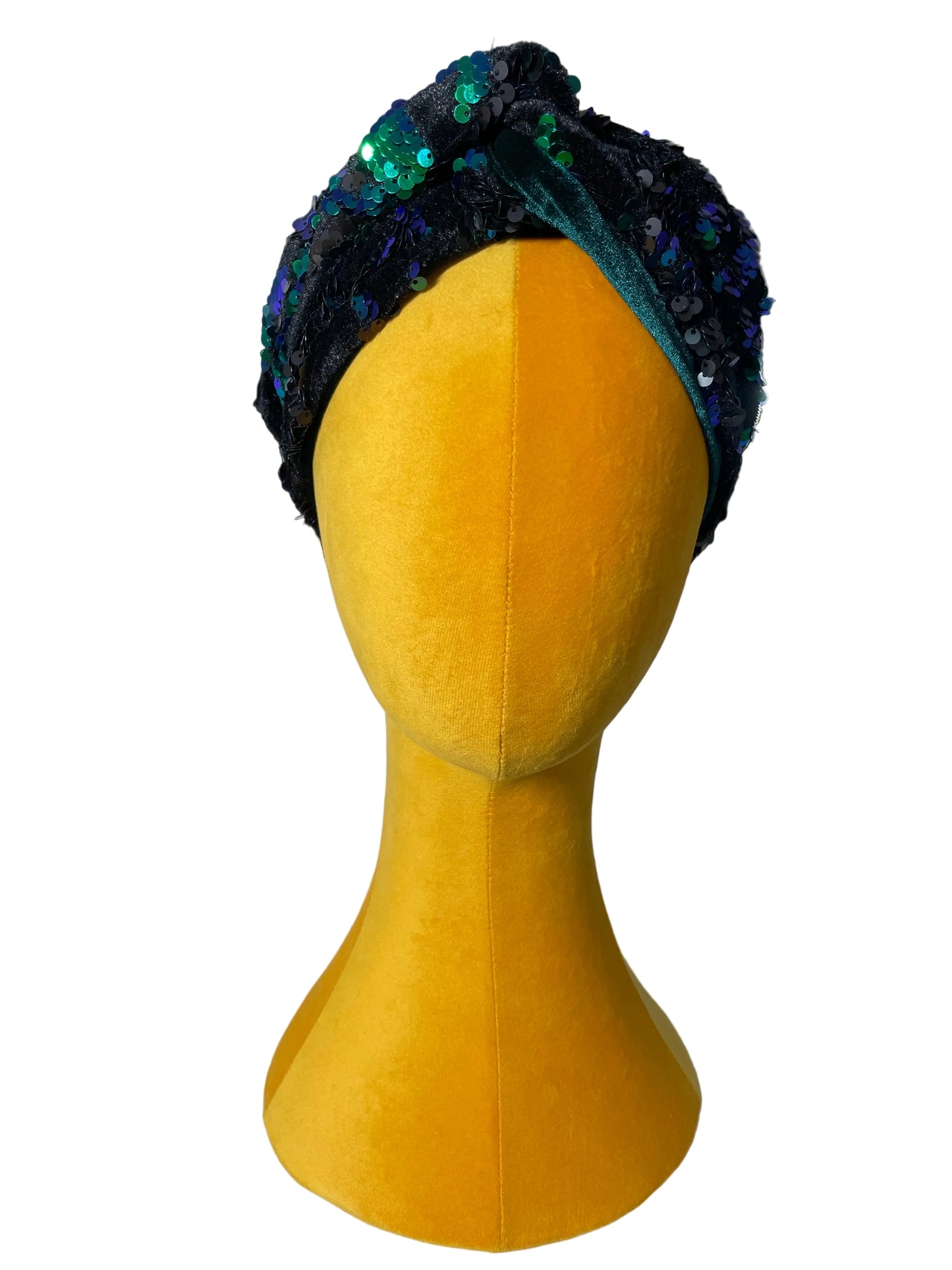 Black/Emerald Sequin Head Wrap