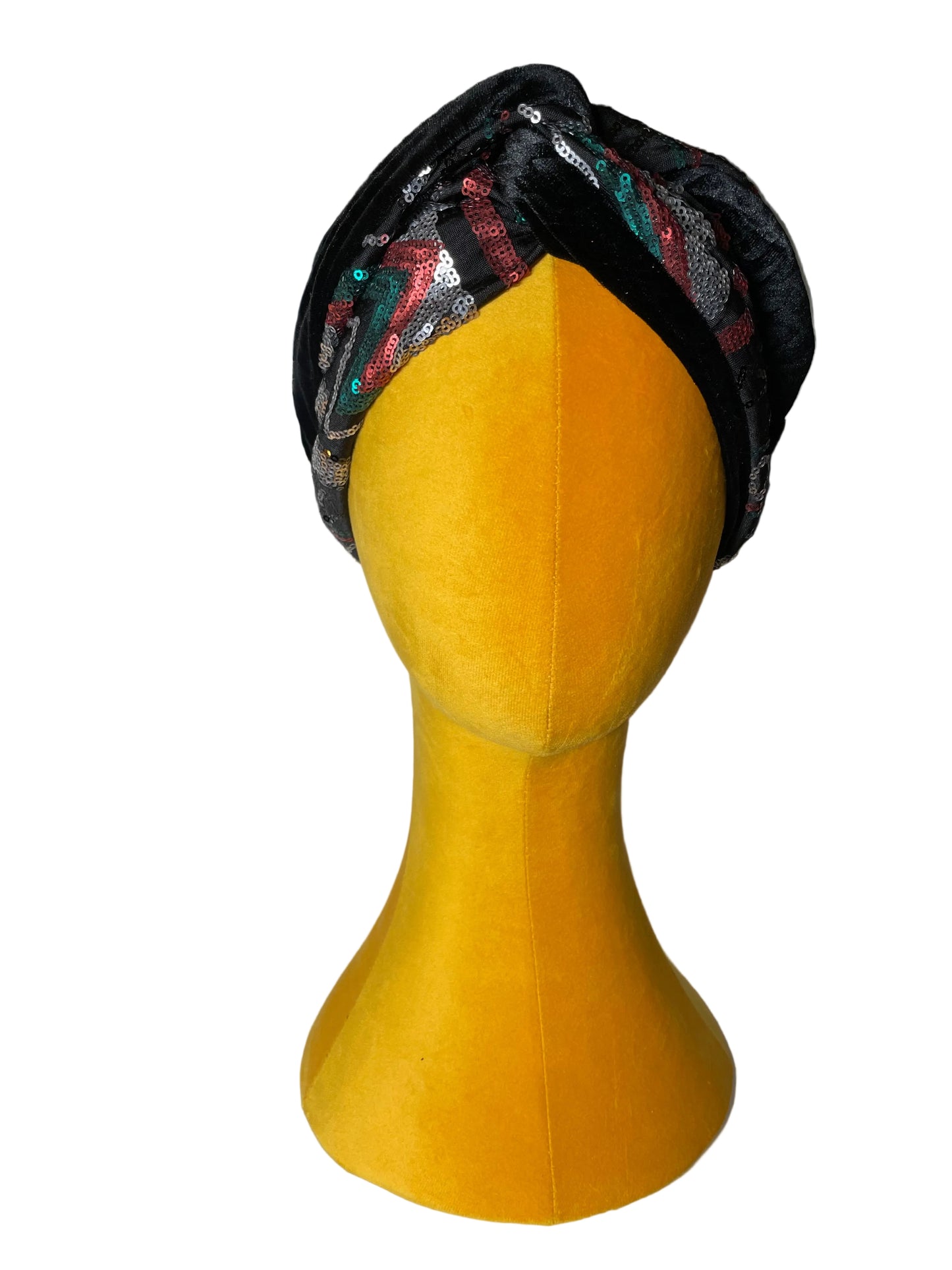 Black/Aztec Sequin Head Wrap