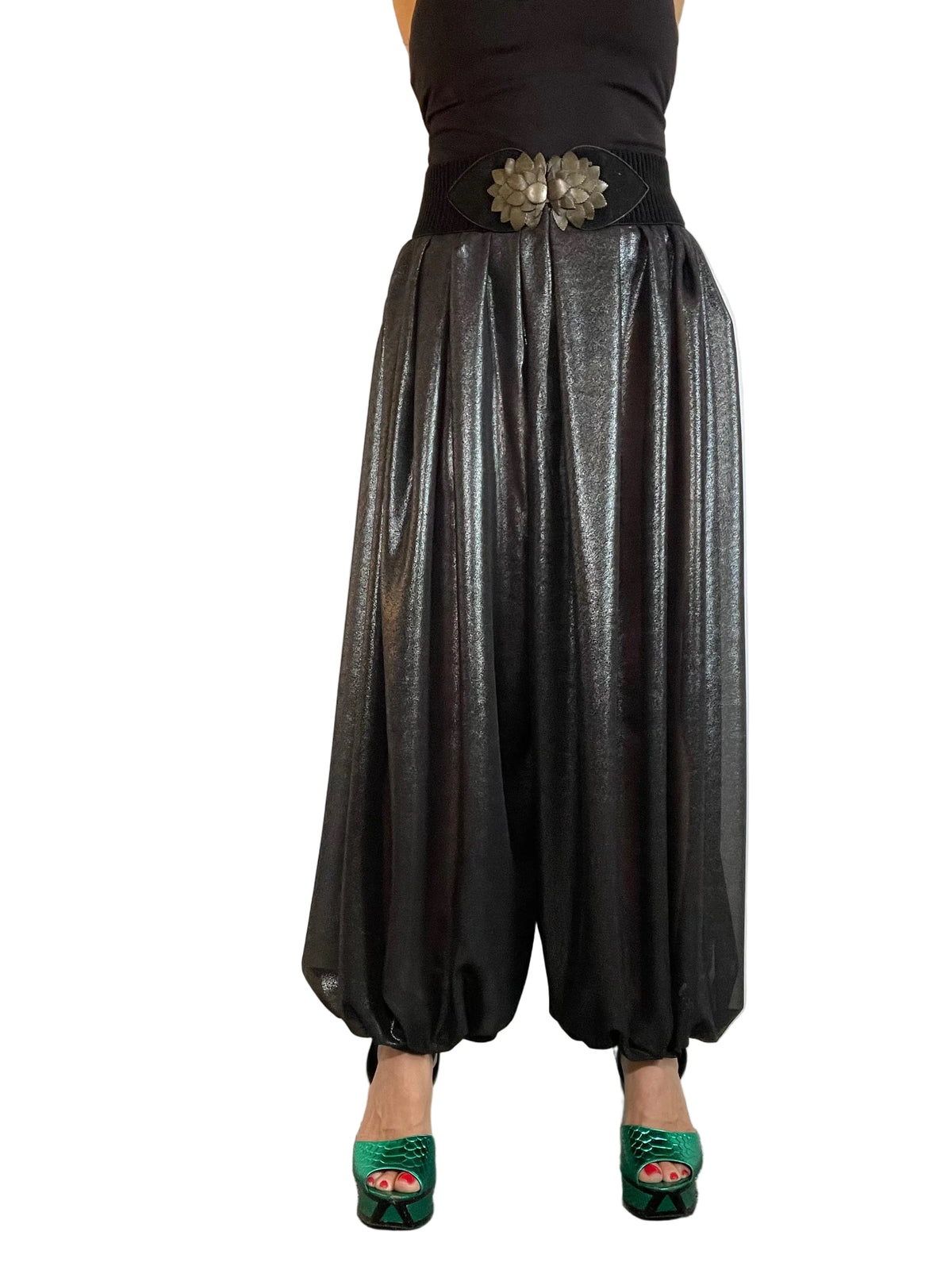 Silver Black Chiffon ‘Jeannie’ Pants