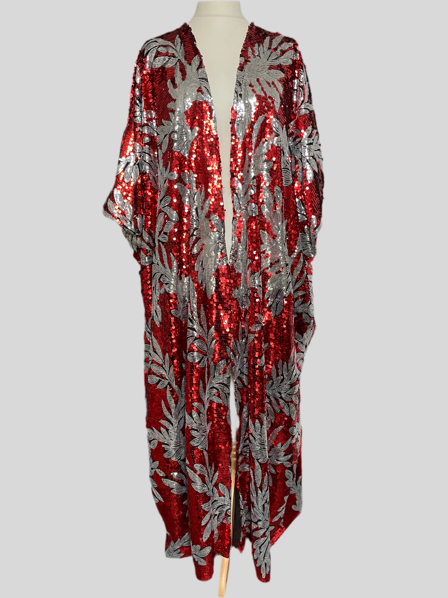 Red/Silver Sequin Kimono