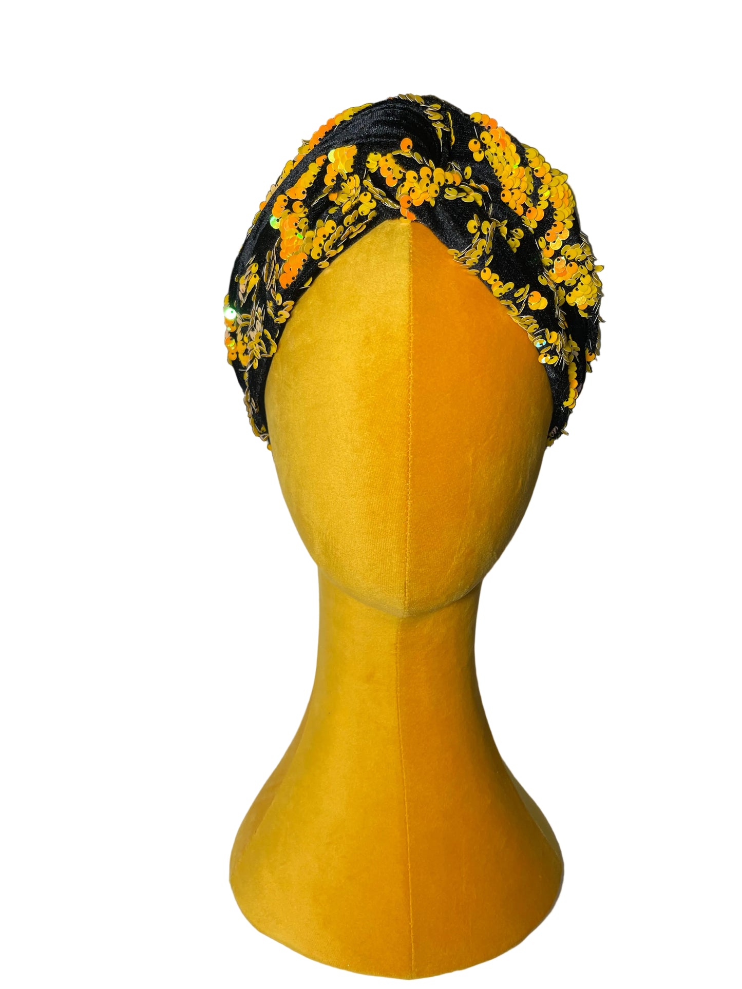 Black/Yellow Sequin Head Wrap