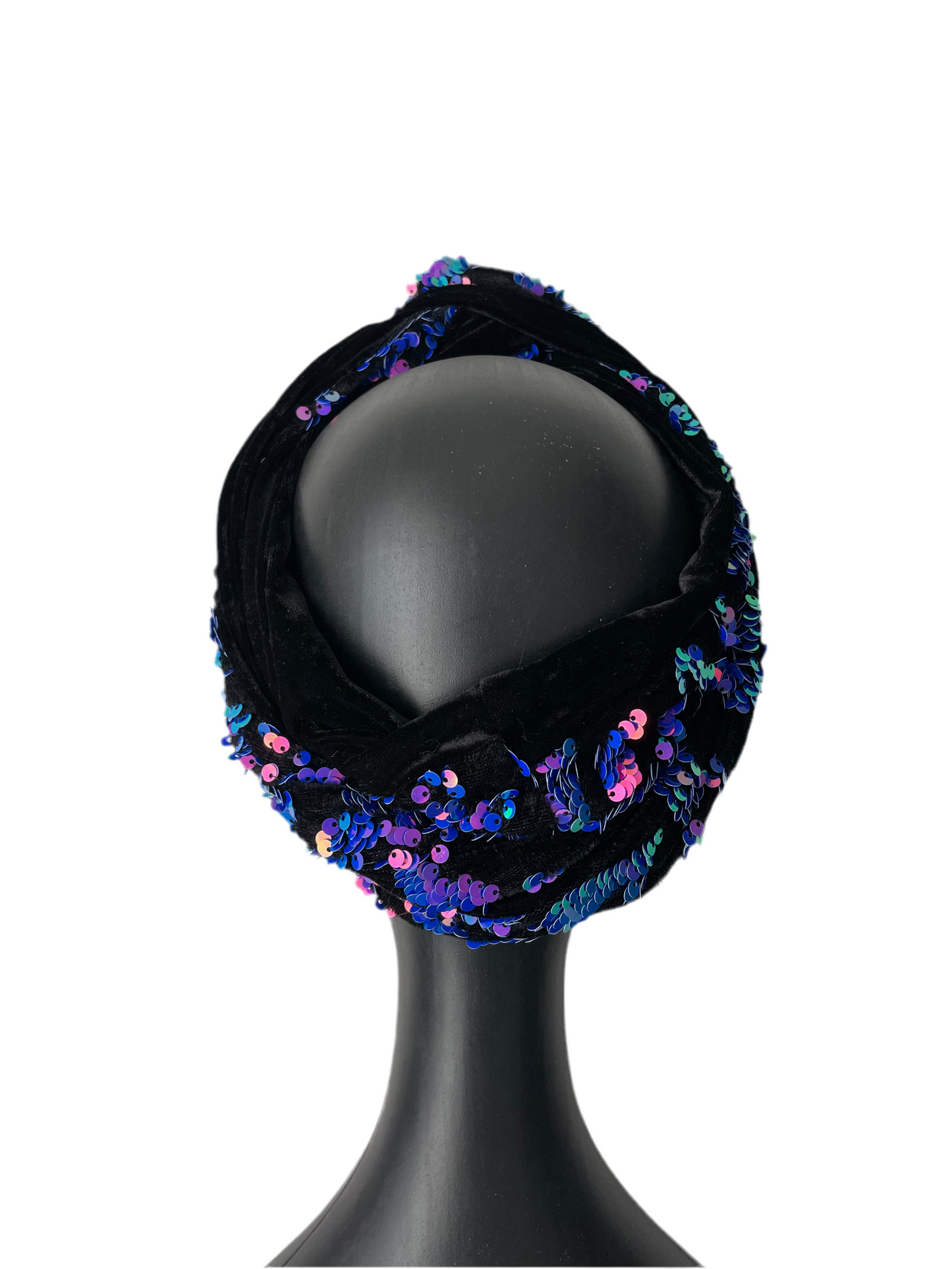 Purple Sequin and Velour Head Wrap