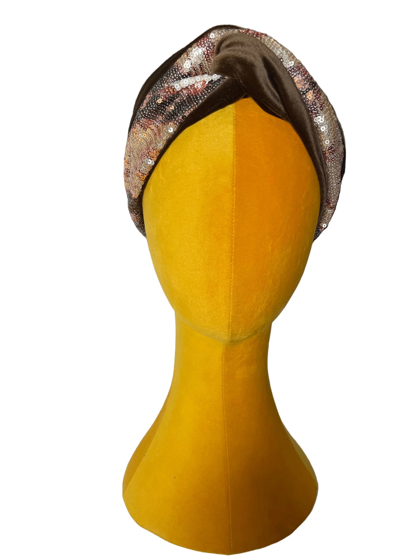 Brown/Bronze Peach Sequin Head Wrap
