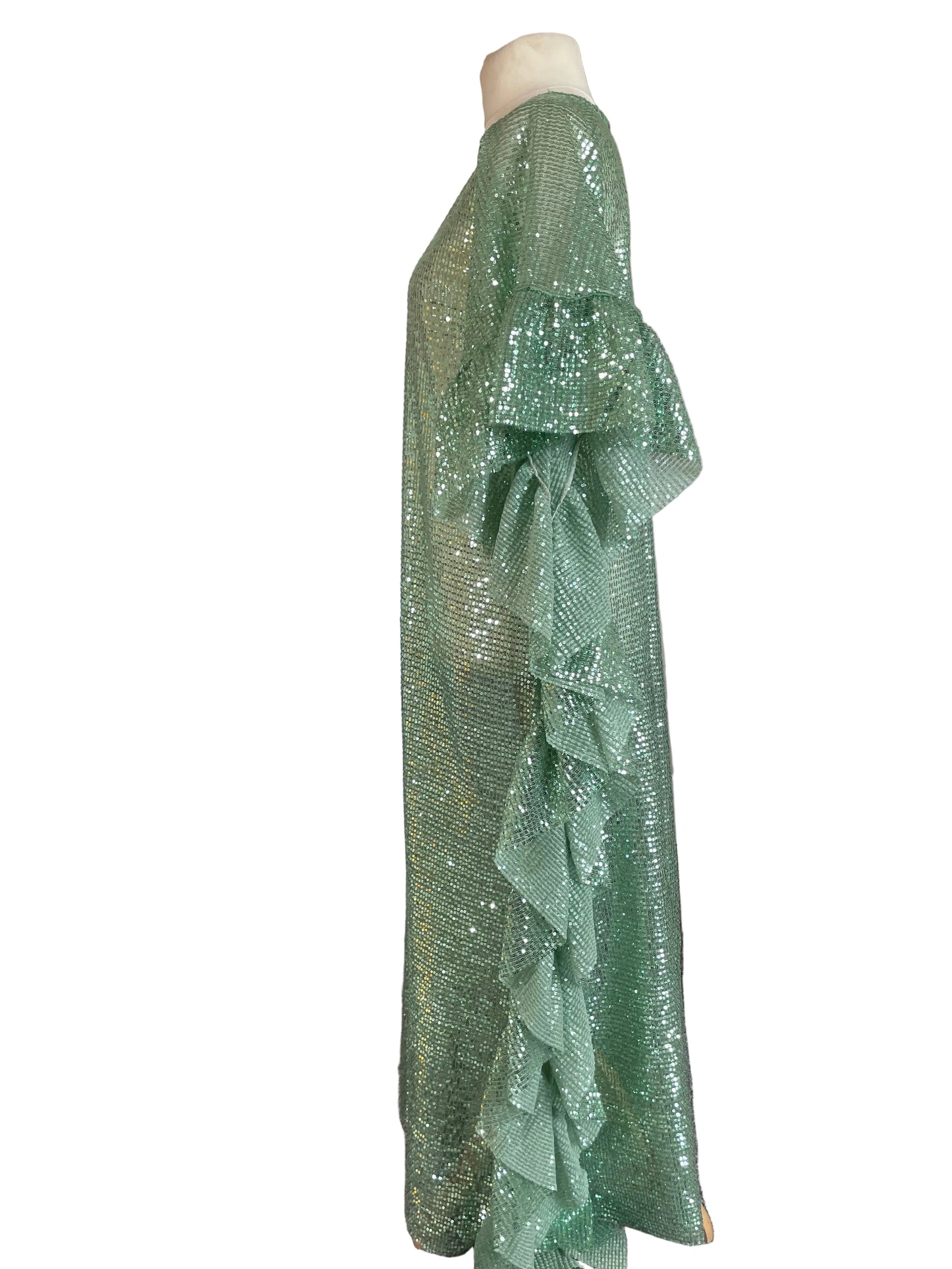 Pale Green Sequin ‘Estelle’ Kaftan