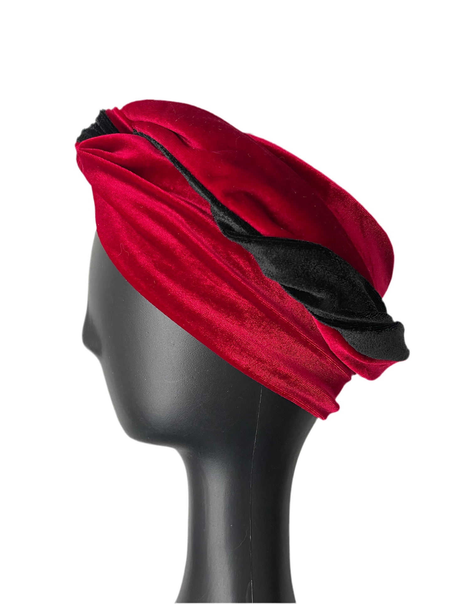 Red and Black Velour Head Wrap