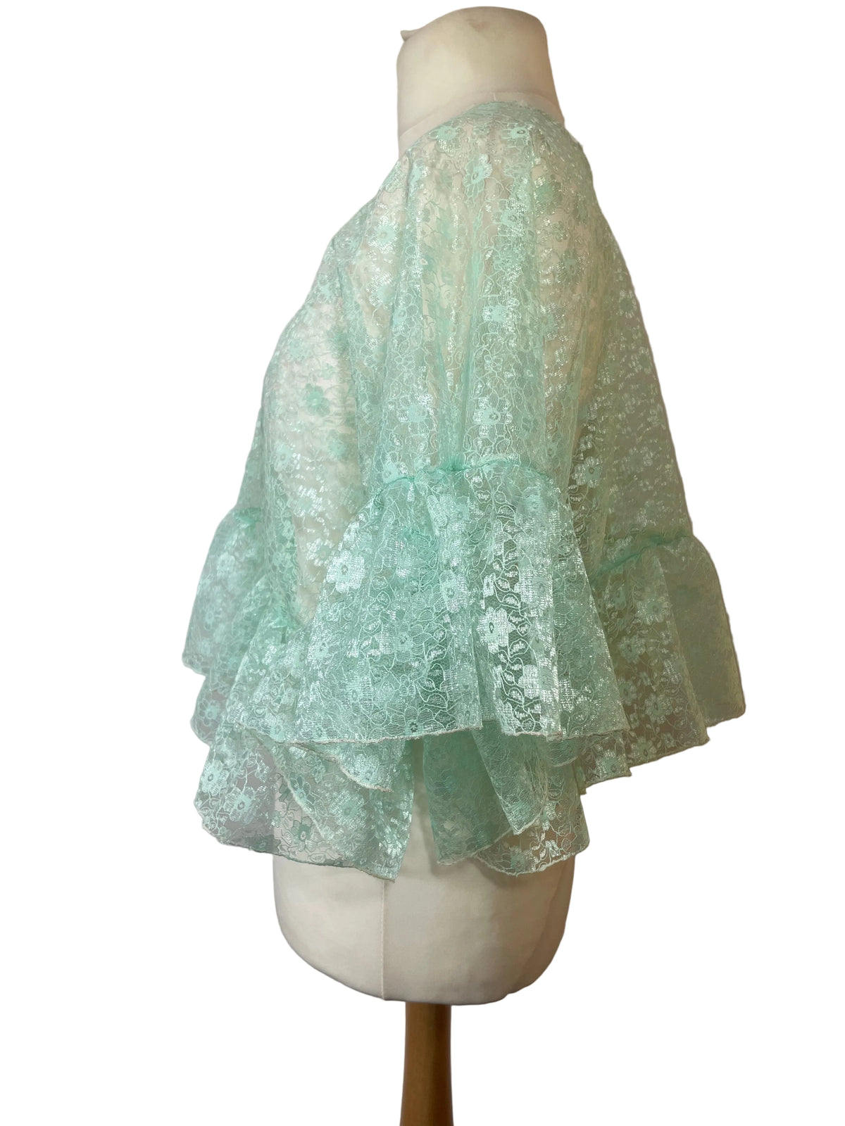 Sheer Mesh Ruffle Top