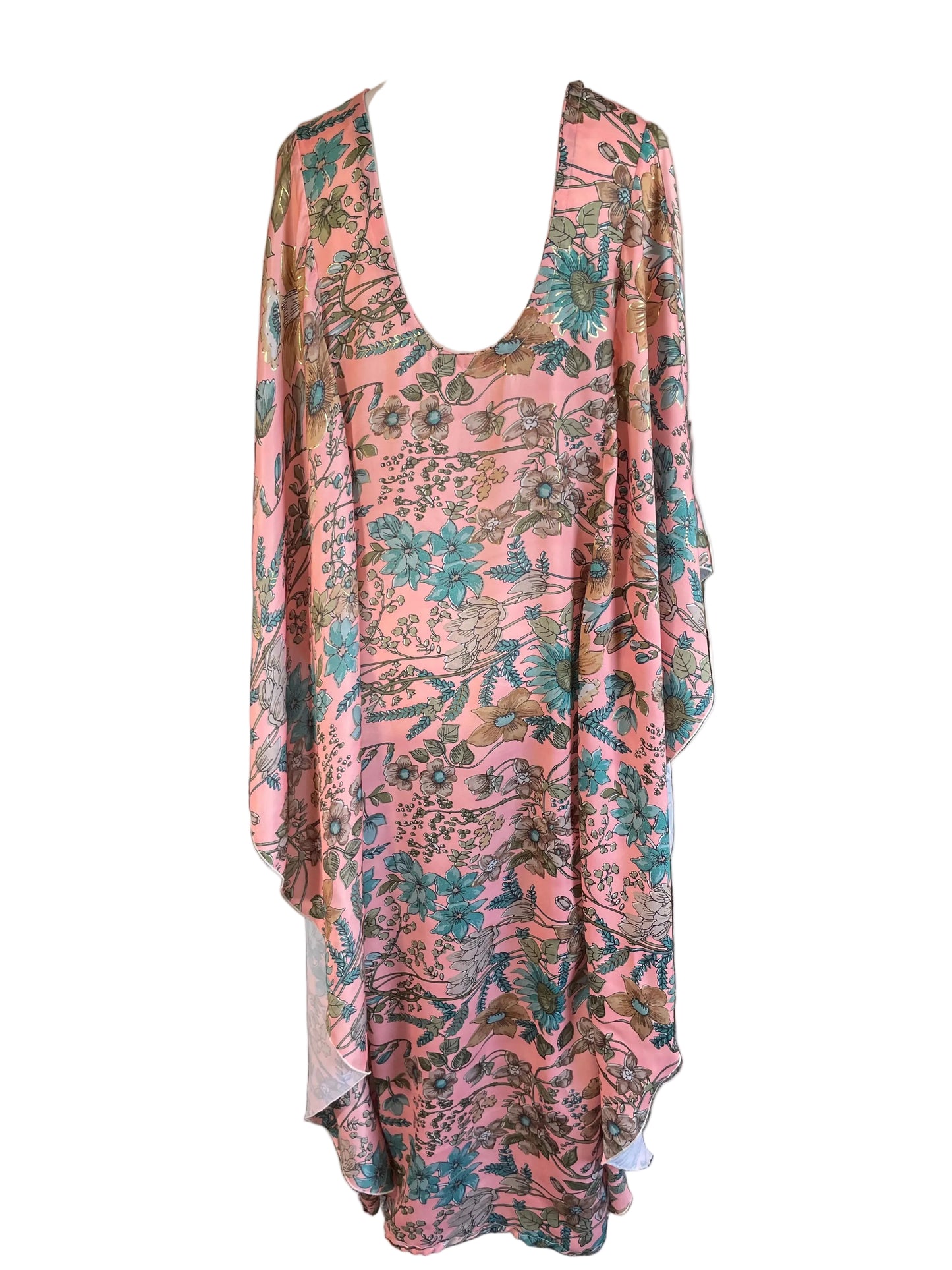 Peach Floral Silk ‘Gypsy’ Kaftan