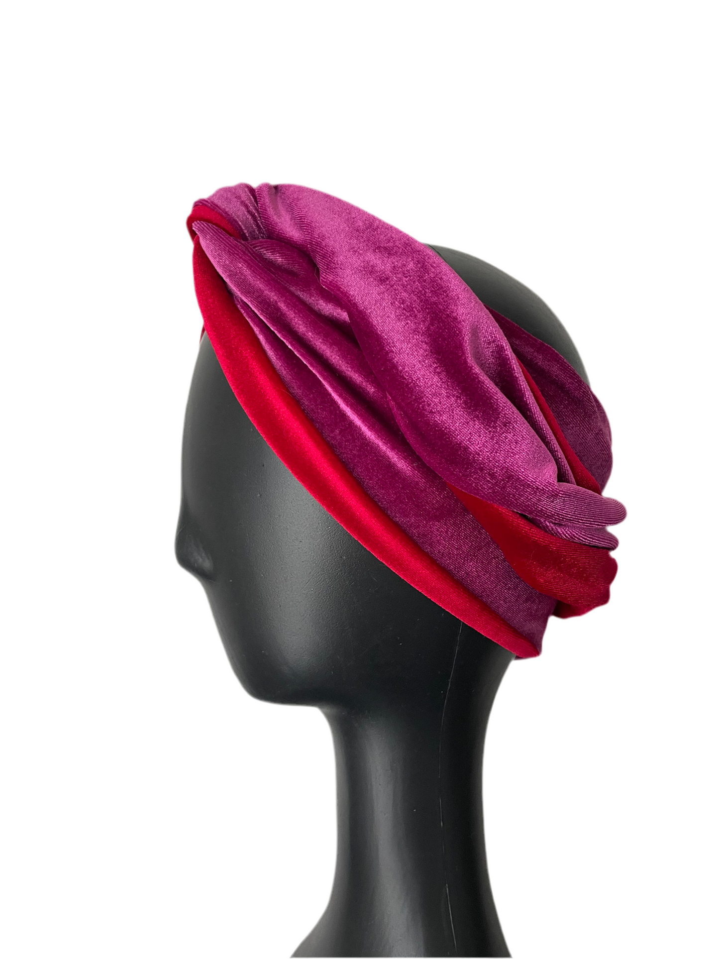 Pink and Red Velour Head Wrap