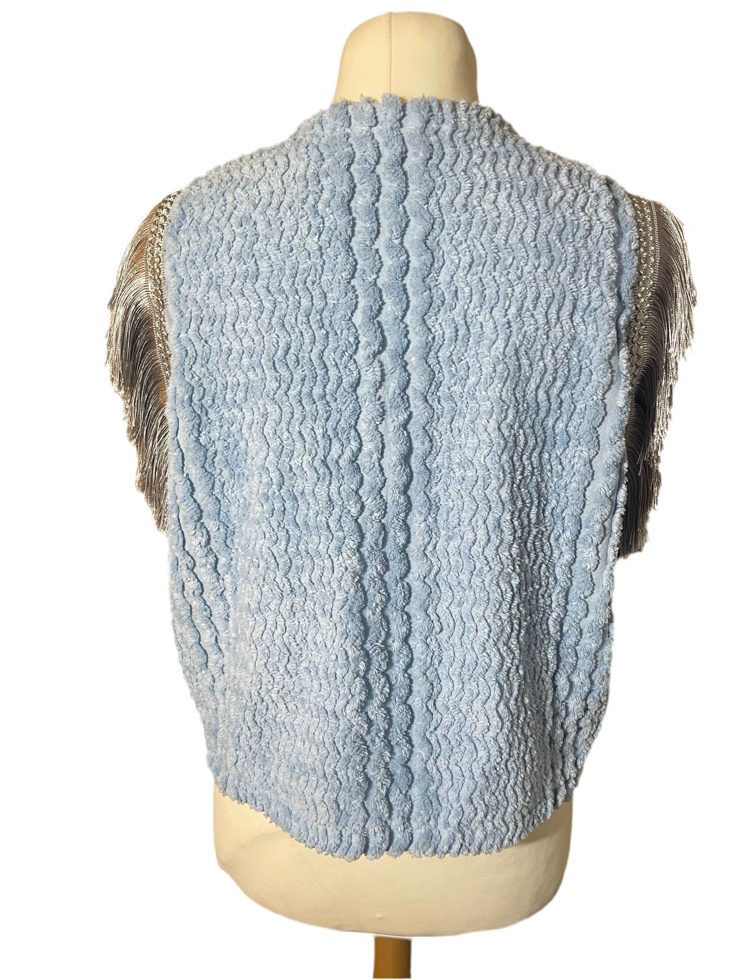 Blue Fringe Blanket Gilet