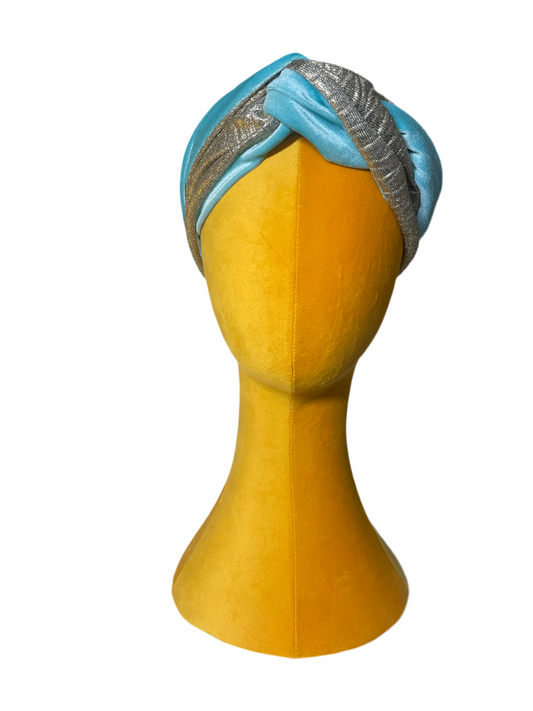 Aqua/Gold Head Wrap