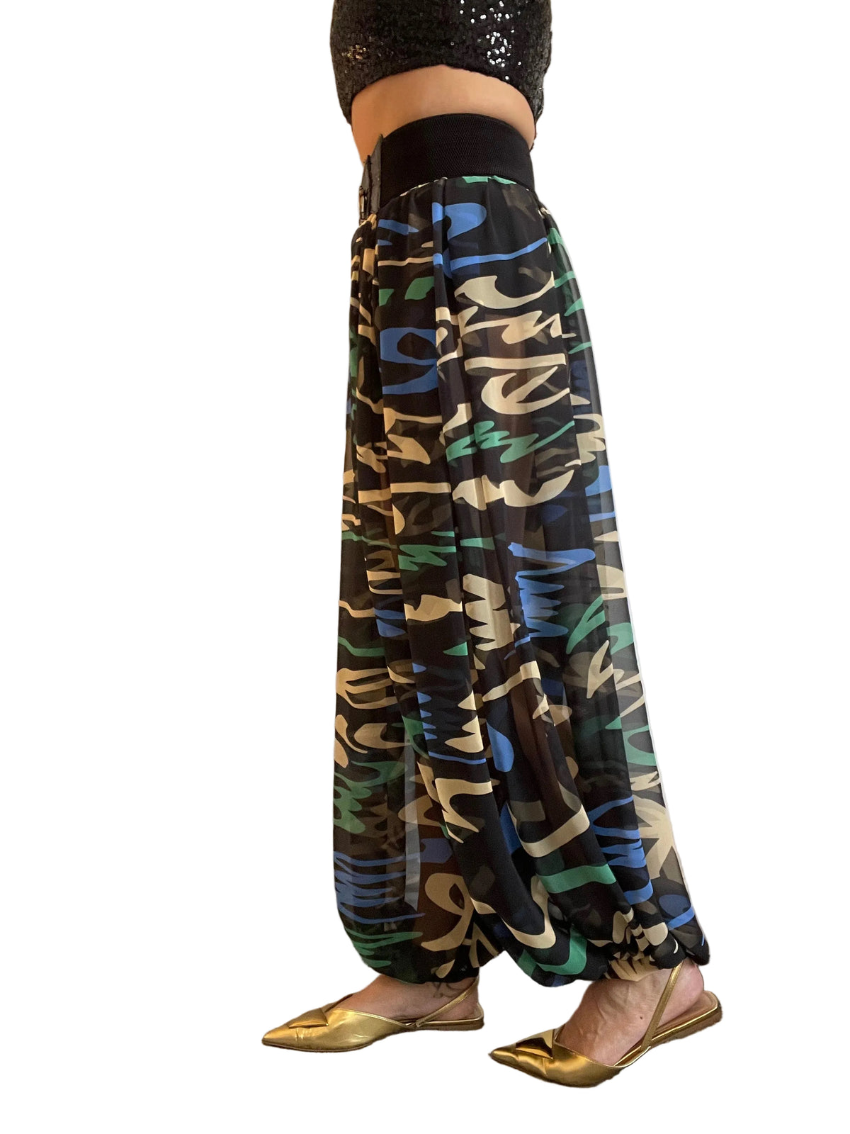 Squiggle Print Chiffon ‘Jeannie’ Trousers
