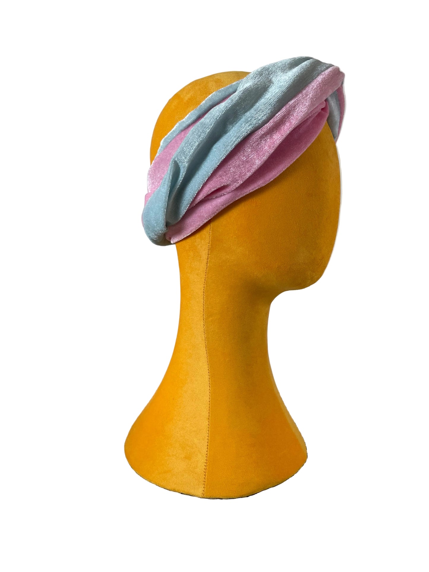 Pink/Blue Velvet Head Wrap