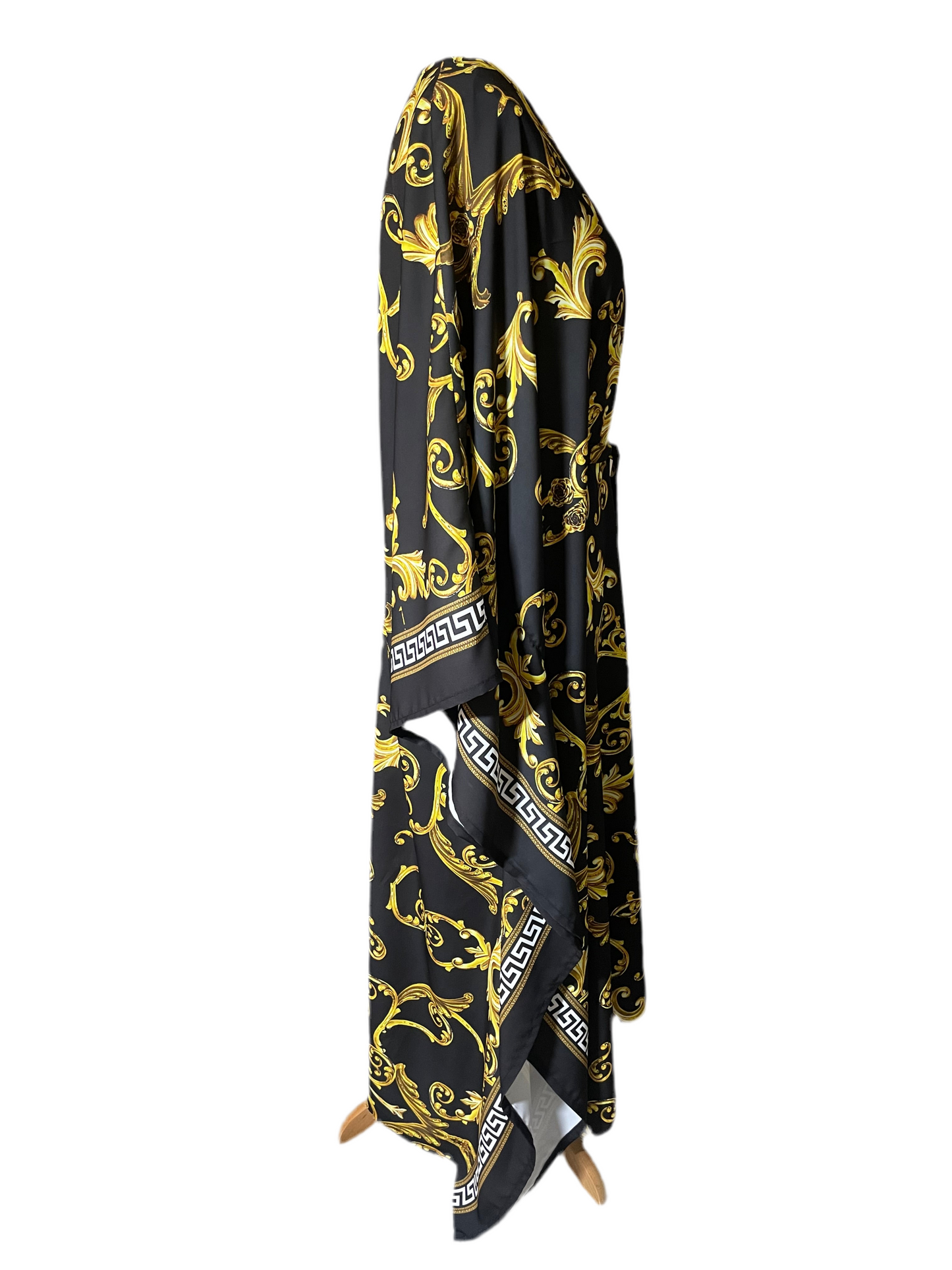 Gold and Black Baroque Print Kaftan