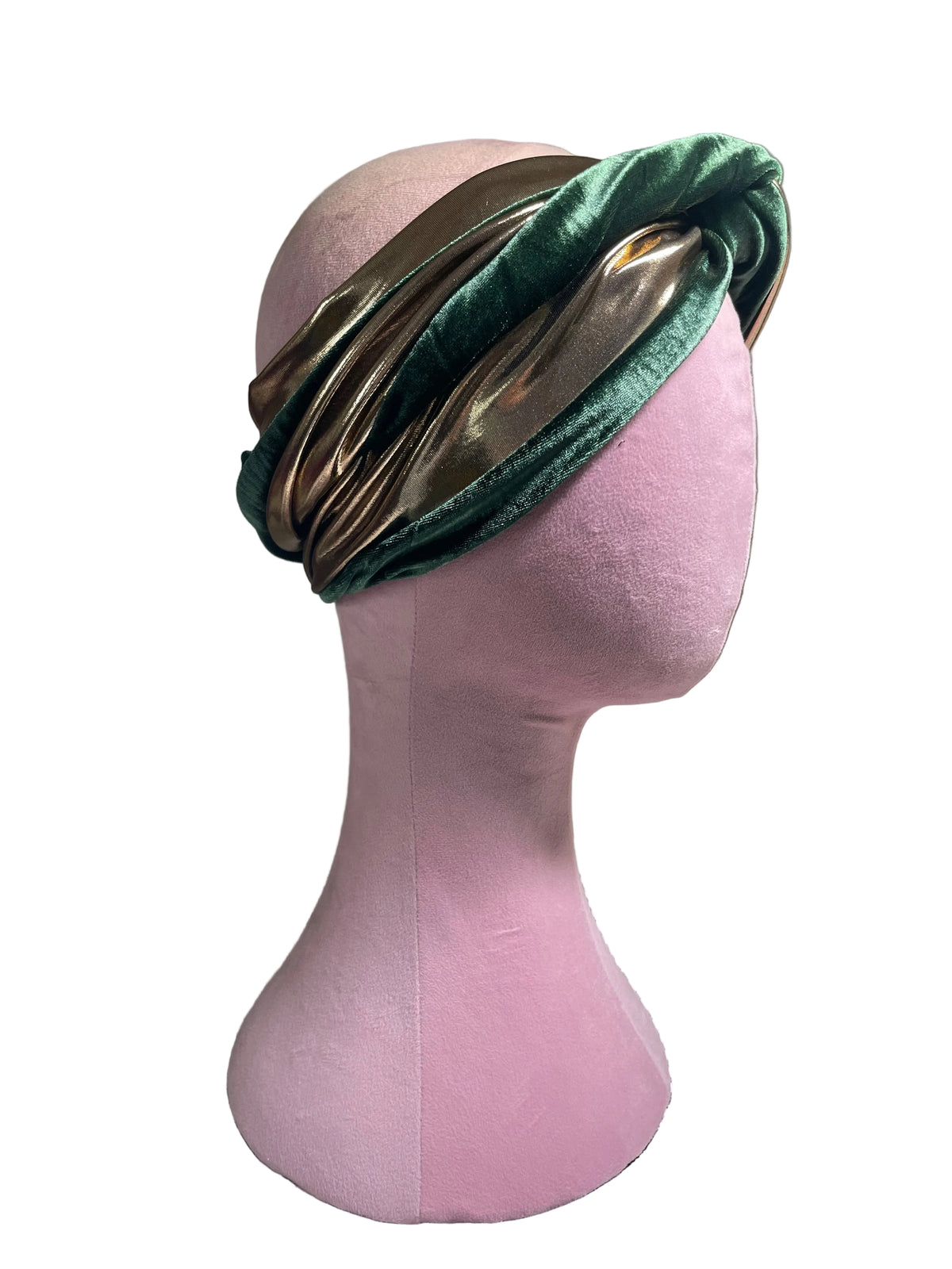 Green and Gold Foil Head Wrap