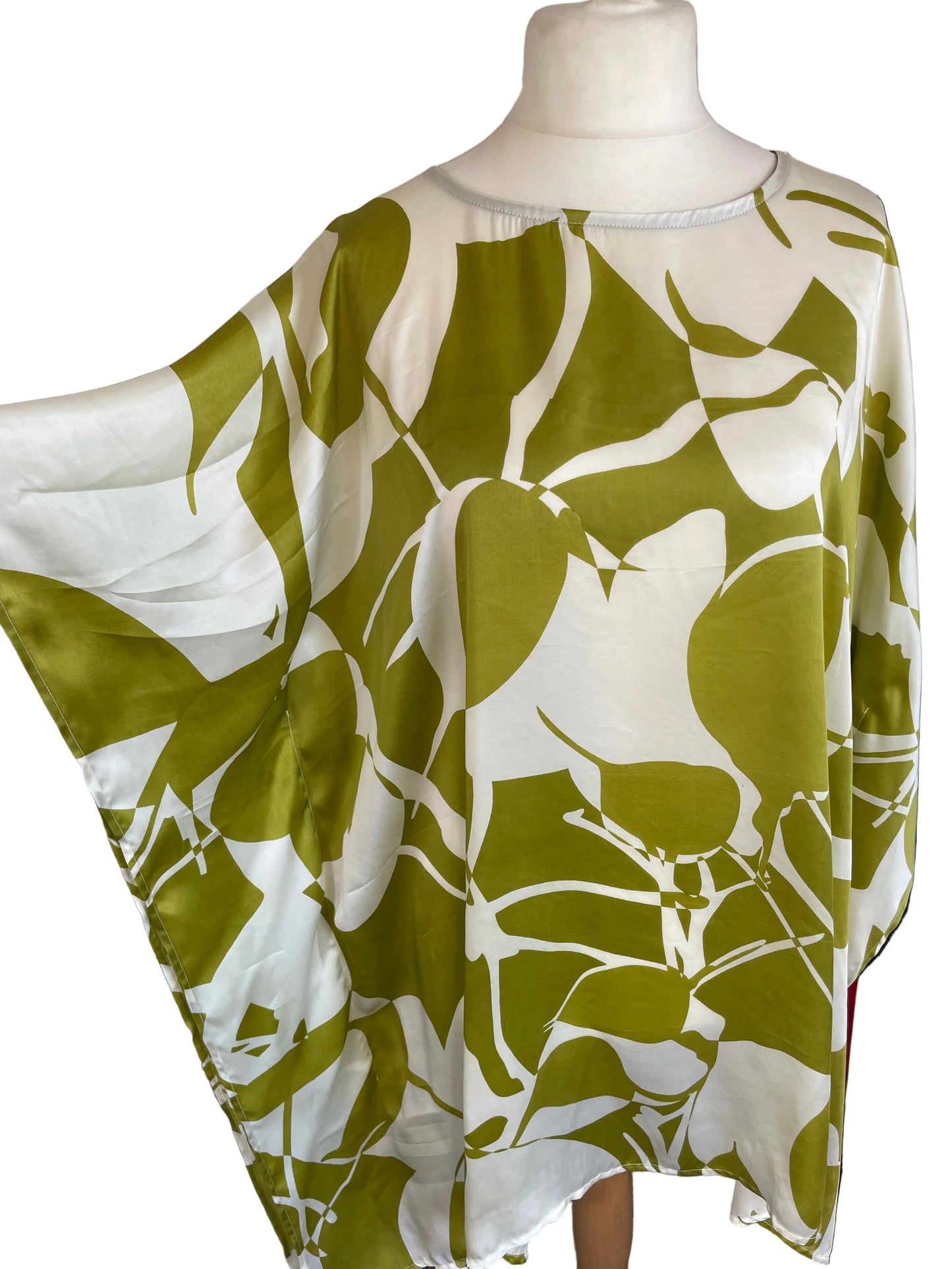 Olive Green/White Kaftan Mini