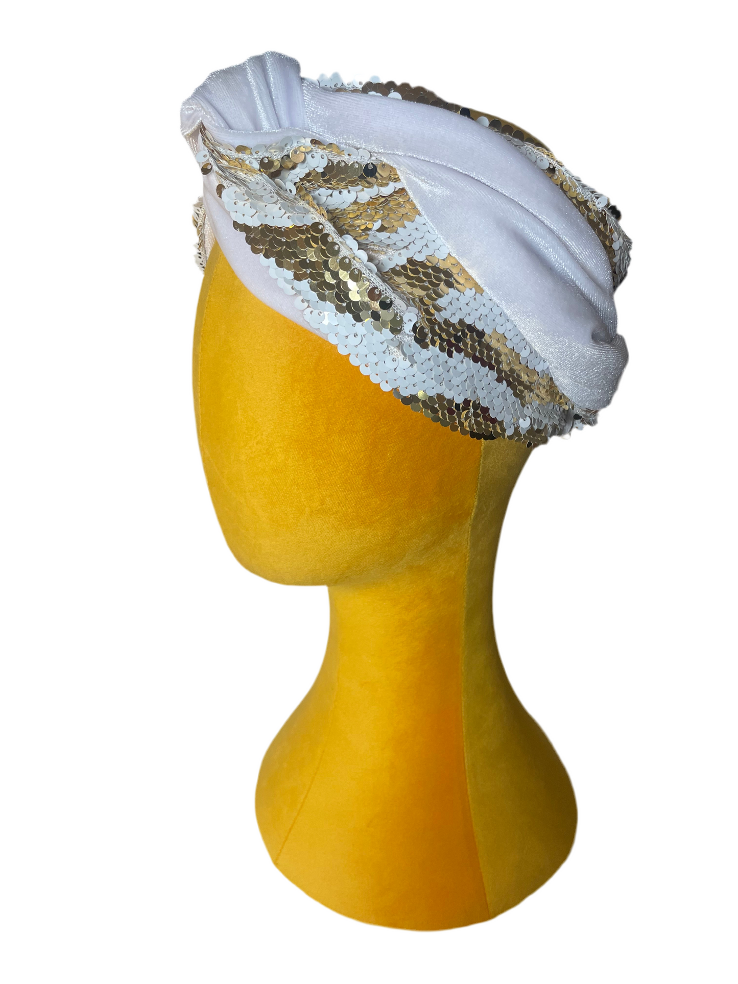 White/Gold Sequin Head Wrap