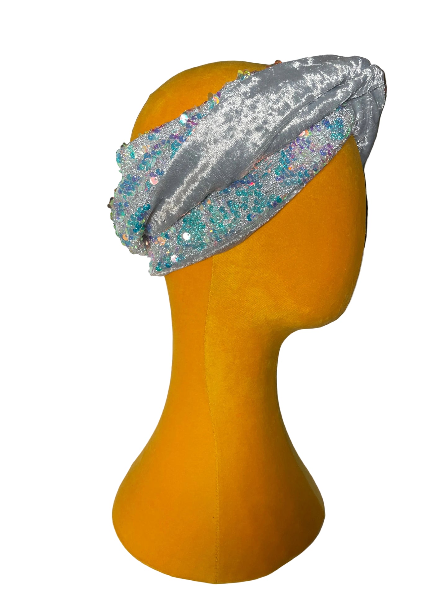Silver/Iridescent Sequin Head Wrap