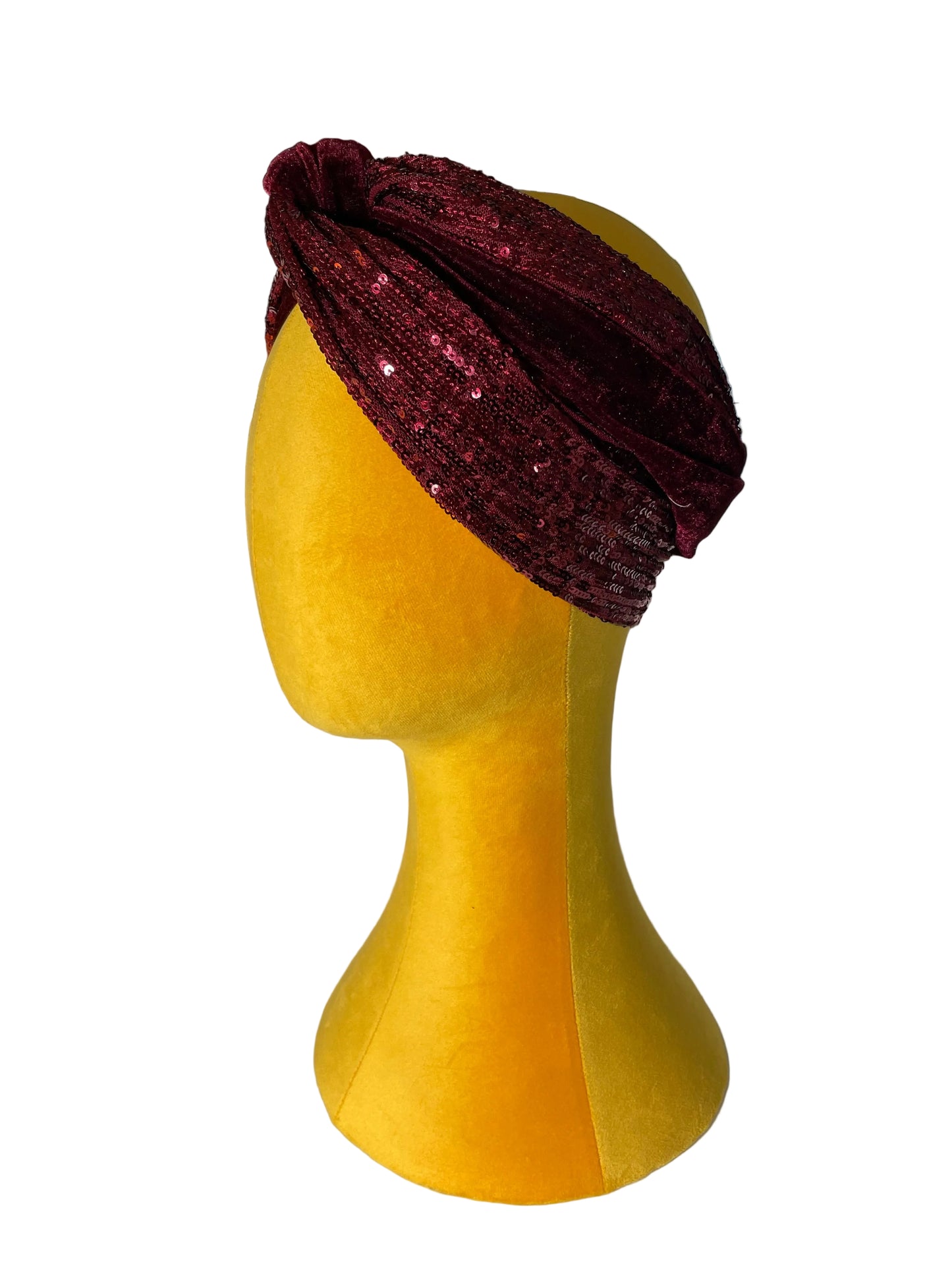 Dark Red Sequin Head Wrap