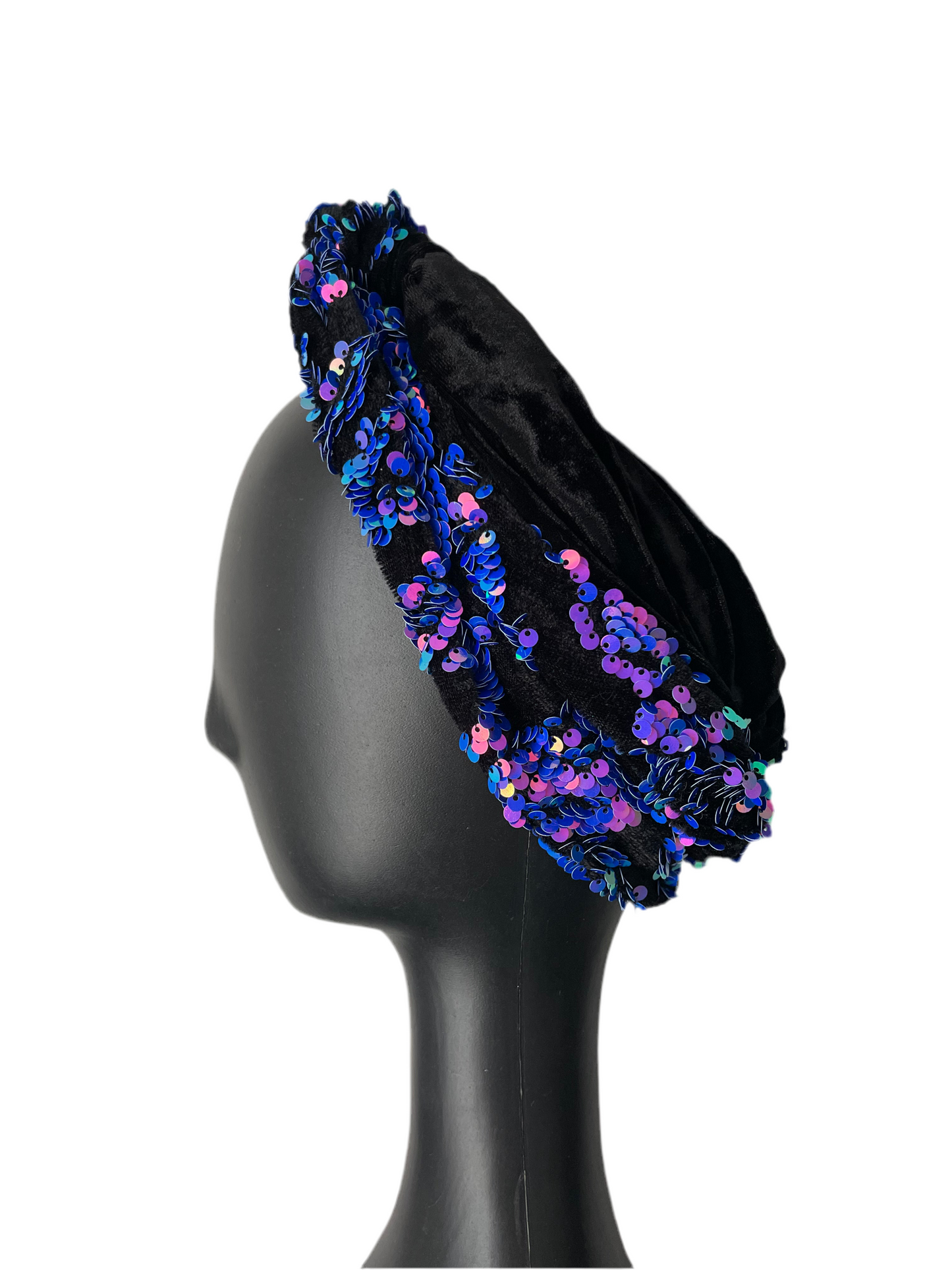 Purple Sequin and Velour Head Wrap