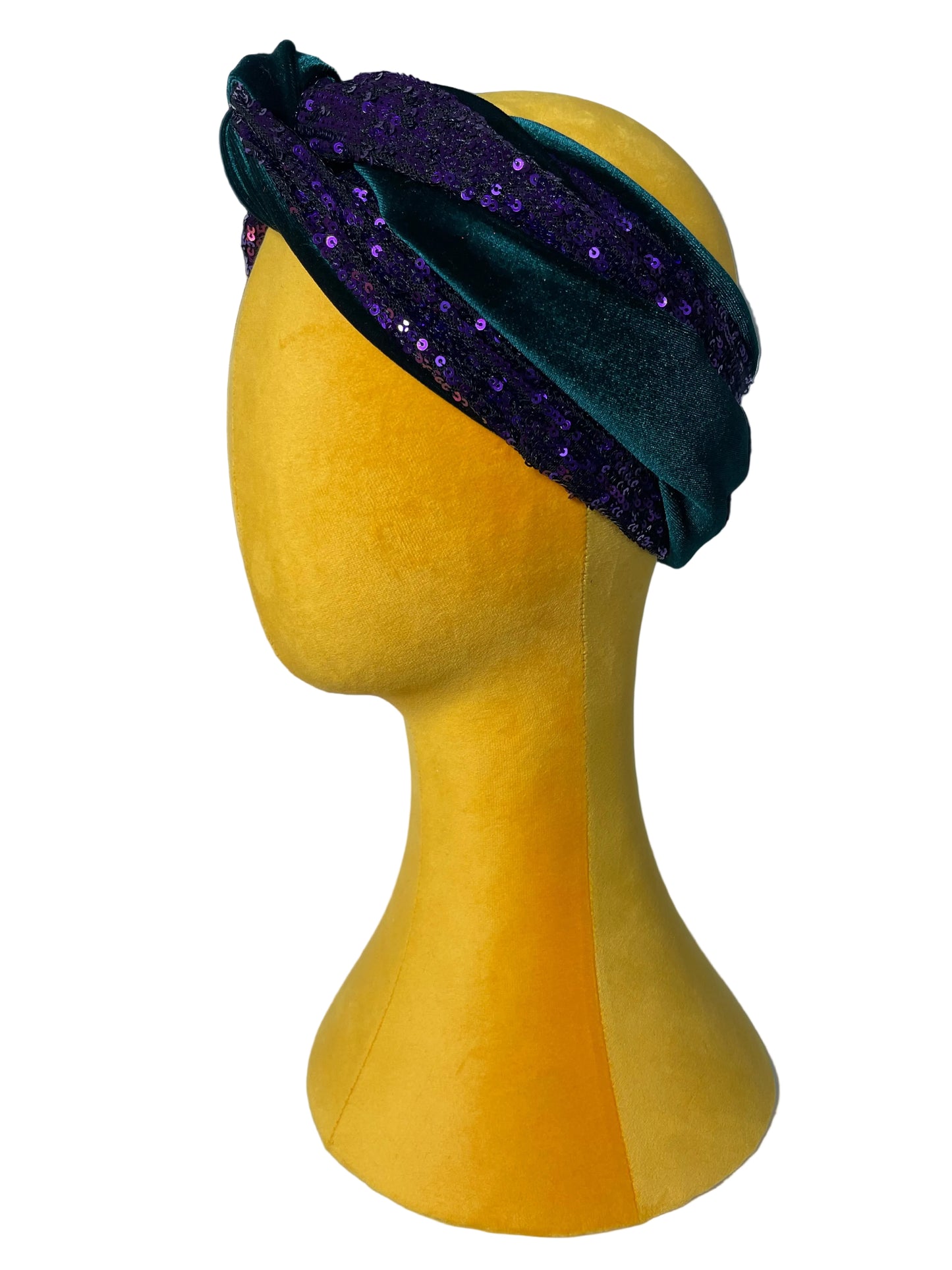 Emerald/Purple Sequin Head Wrap