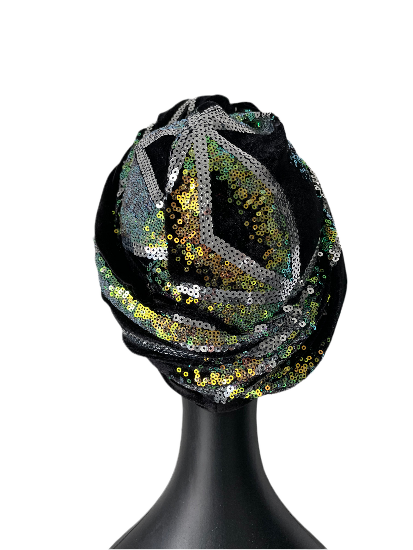 Silver and Gold Sequin and Velvet Turban
