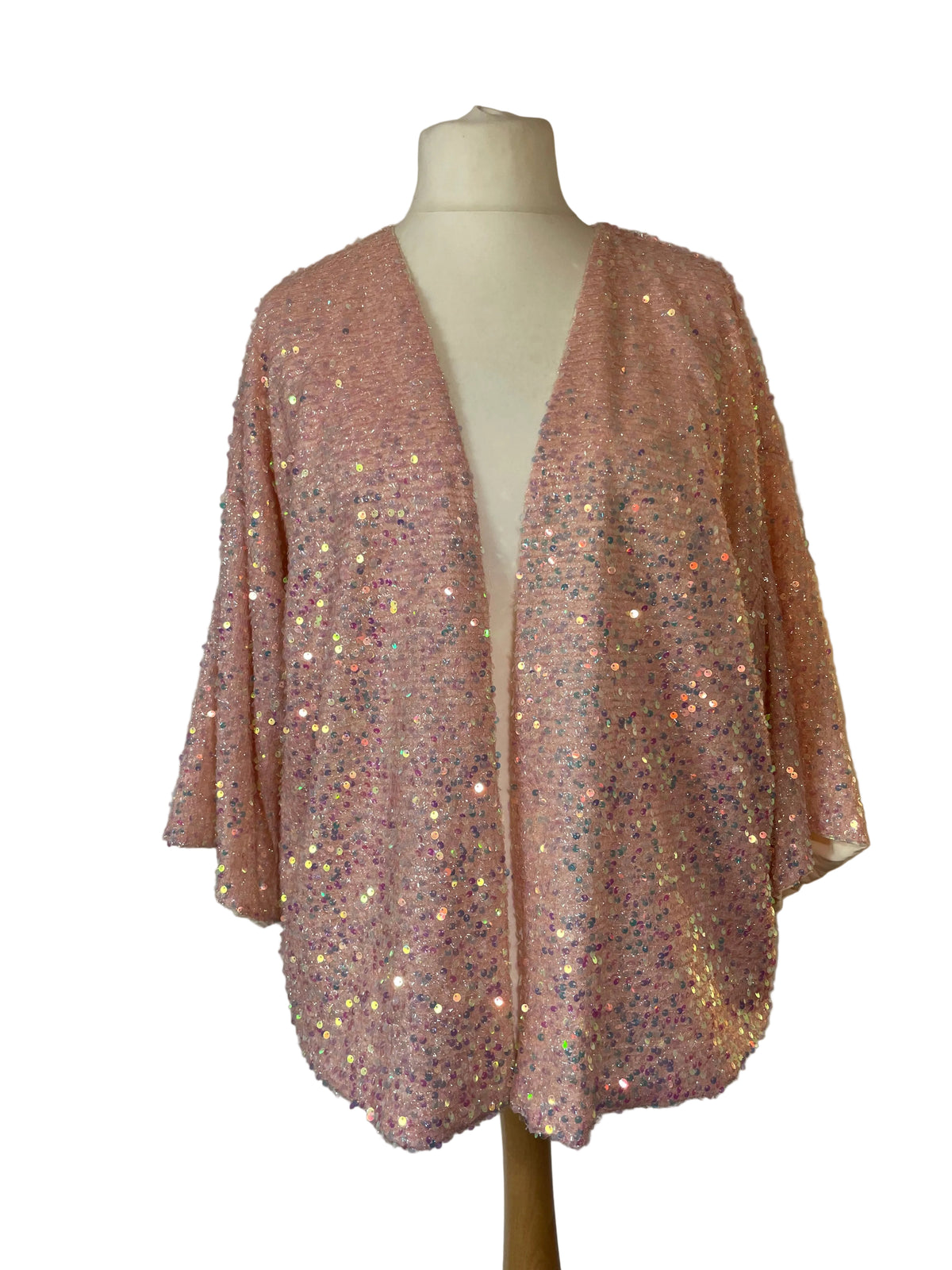 Pink Sequin Kimono Jacket