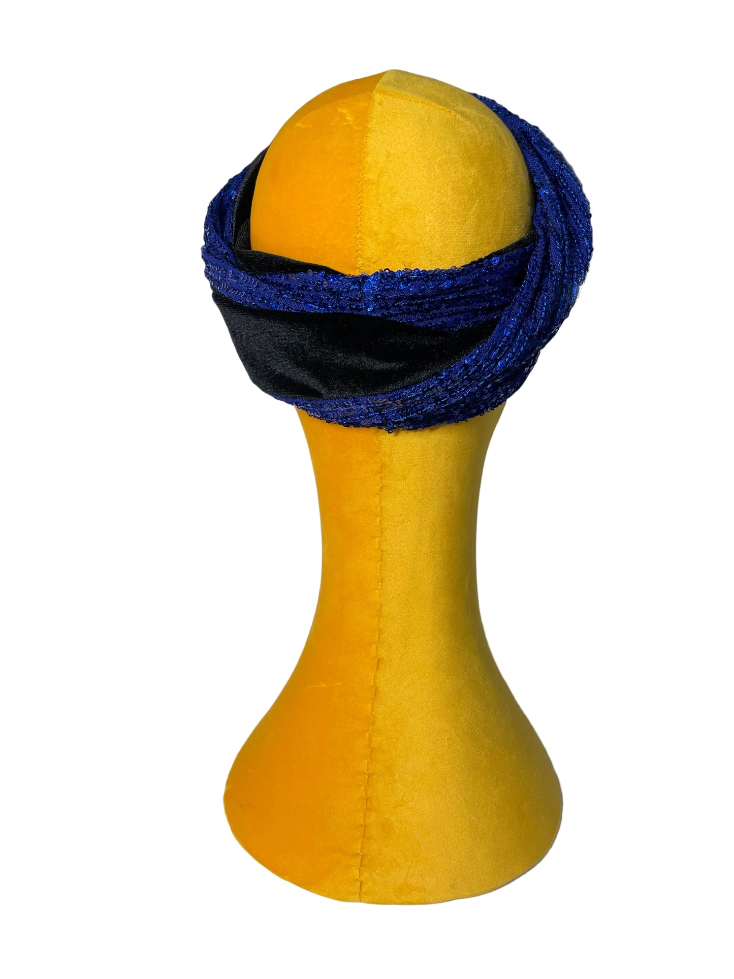 Black/Cobalt Sequin Head Wrap