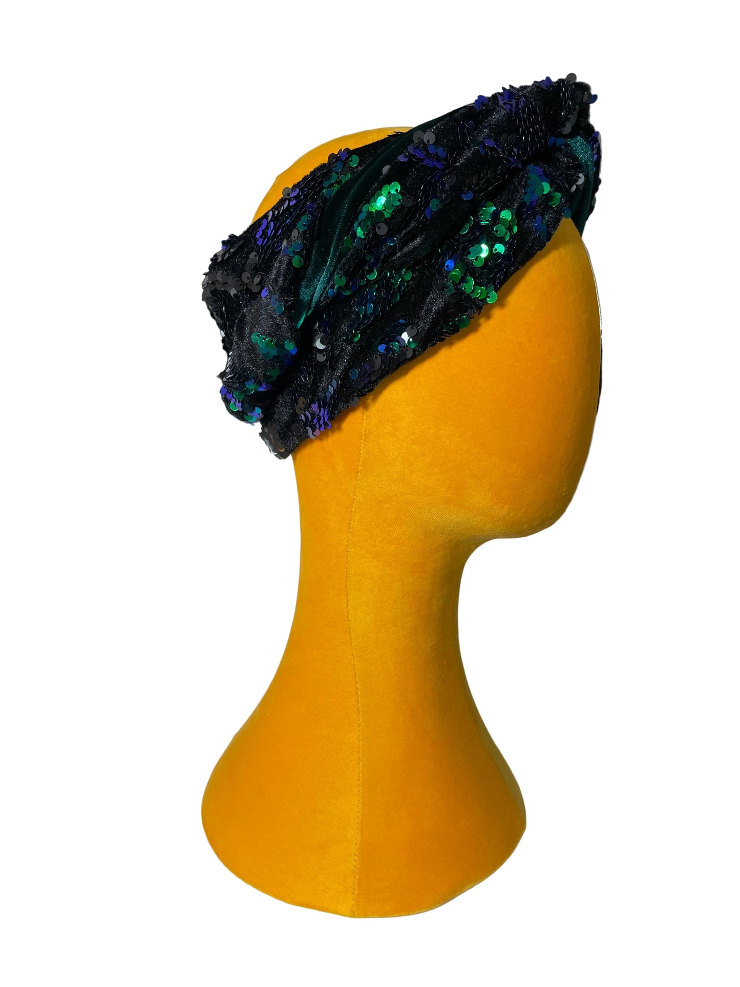 Black/Emerald Sequin Head Wrap