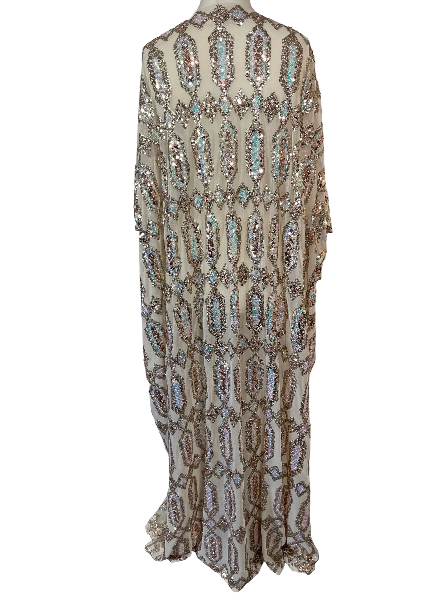 Nude Mesh Sequin Kimono