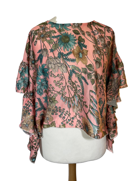 Peach Silk Ruffle Top